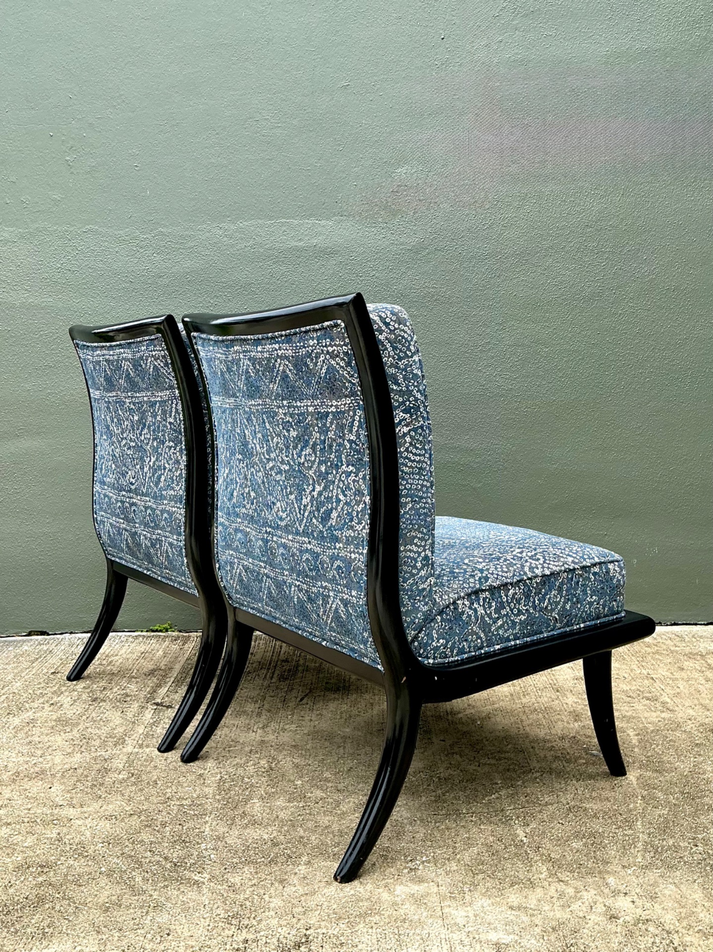 Vintage 1950s Slipper Chairs After Robsjohn Gibbings - Back view