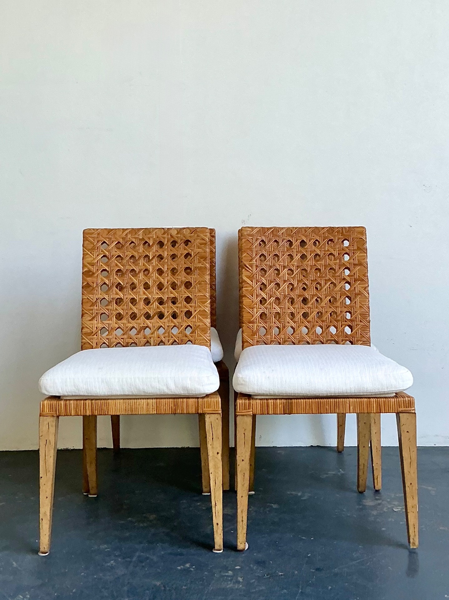 Vintage Woven Cane Dining Chairs - Set Of 4 - Detail view