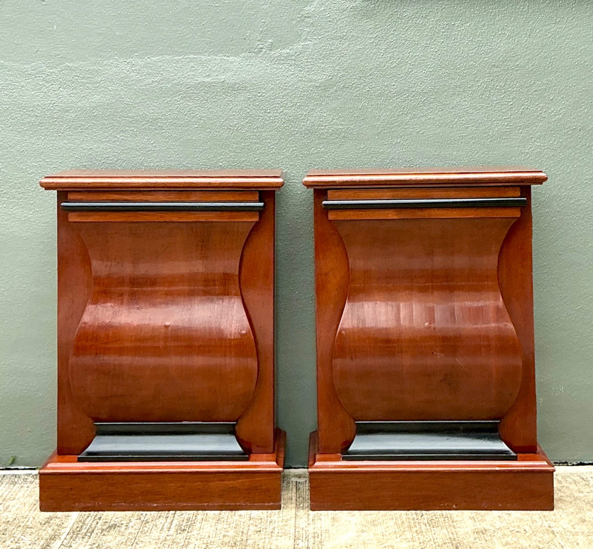 Vintage Mahogany Scroll Front Cabinets - A Pair - Detail view