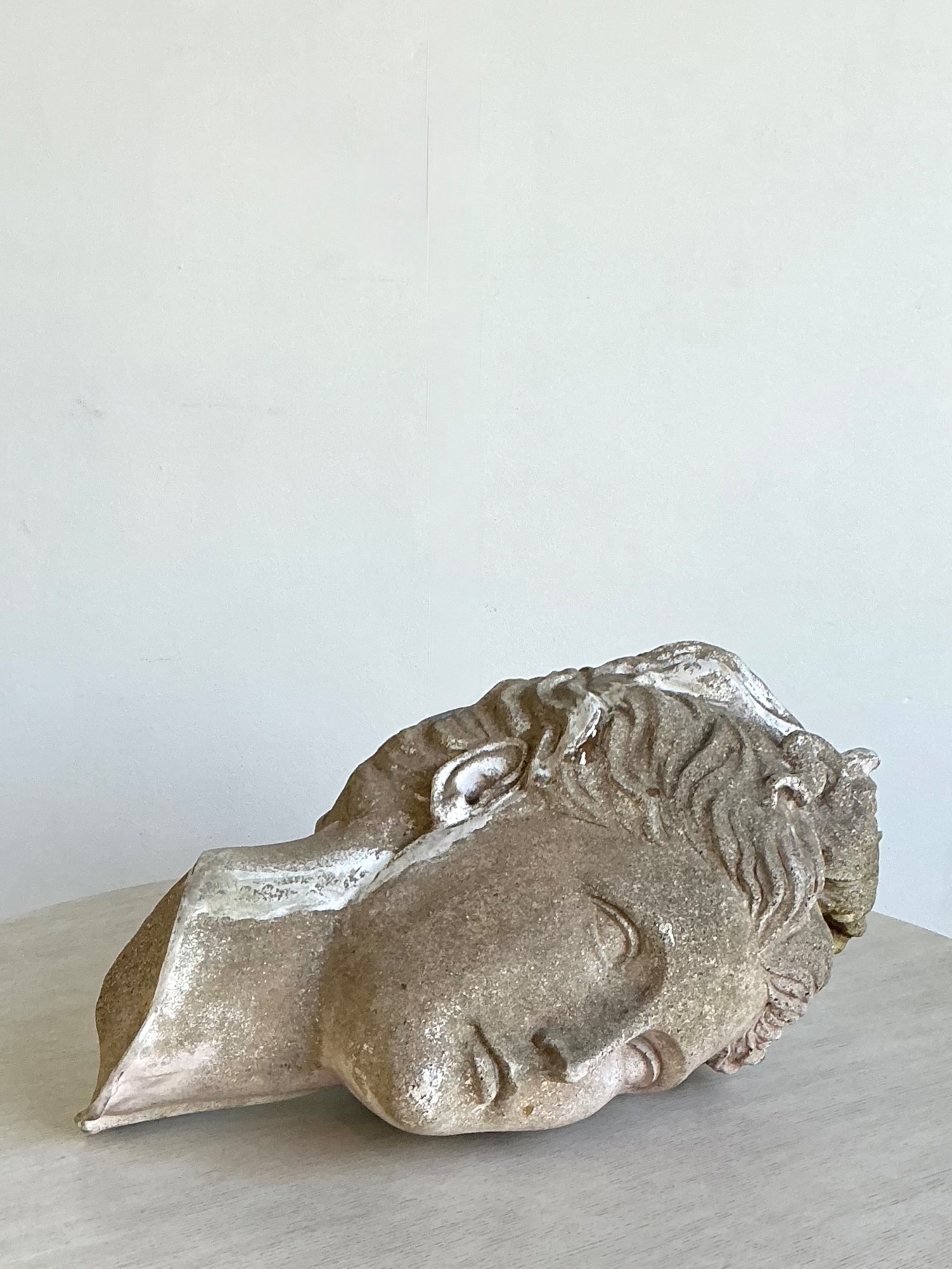 Vintage Greco Roman Patinated Resin Head Sculpture - Side view