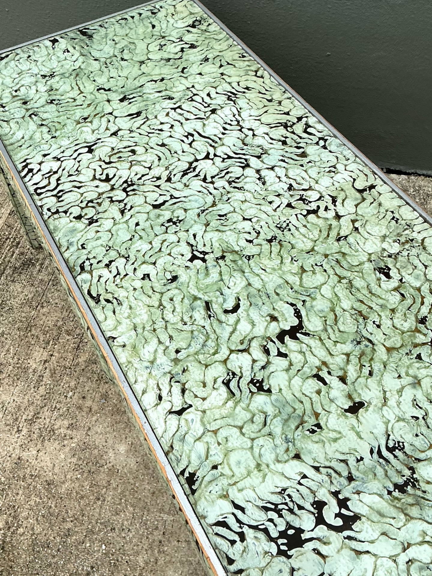 Vintage Hand Painted Eglomise Coffee Table  - Side view