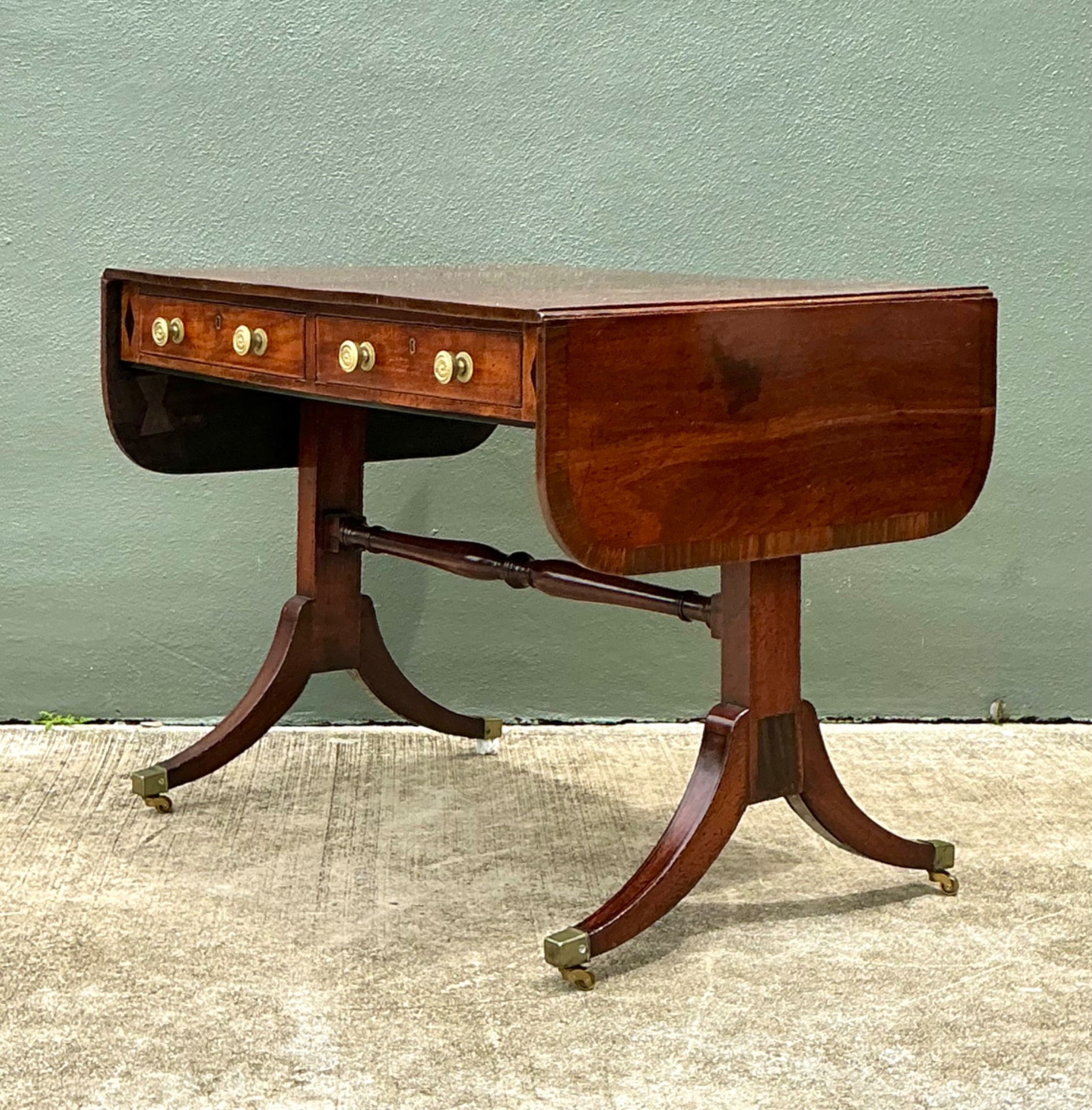 Vintage Sheraton Drop Leaf Sofa Table  - Top view