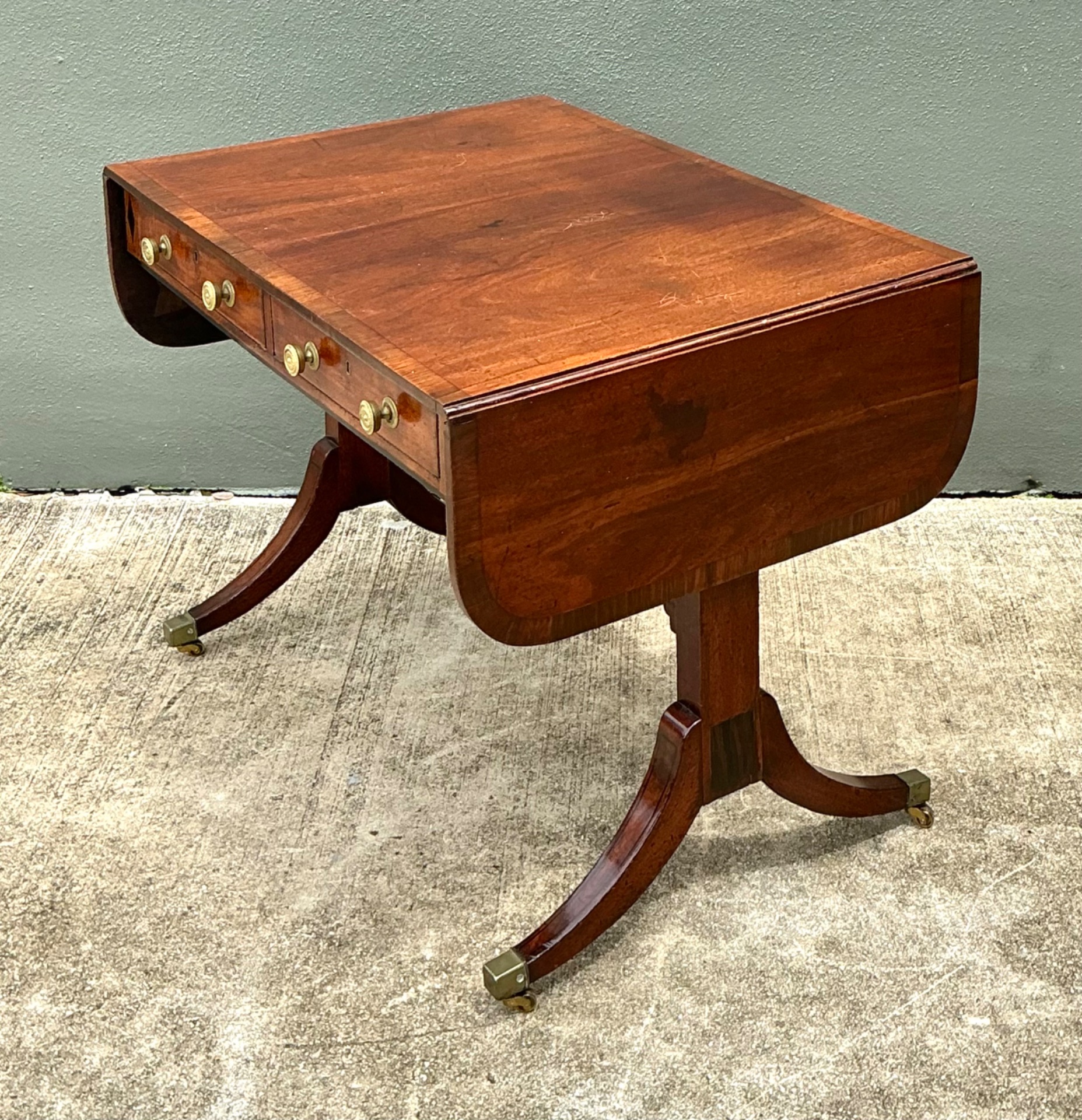 Vintage Sheraton Drop Leaf Sofa Table  - Side view