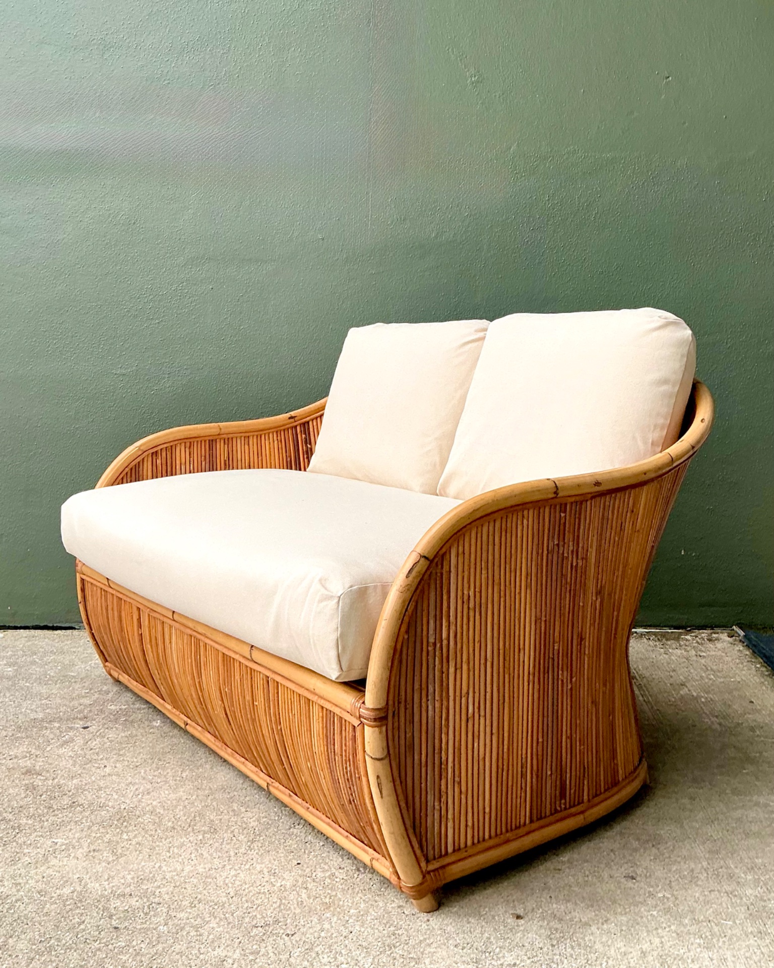 Vintage Henry Olko for Willow and Reed Pencil Reed Sofa - Back view