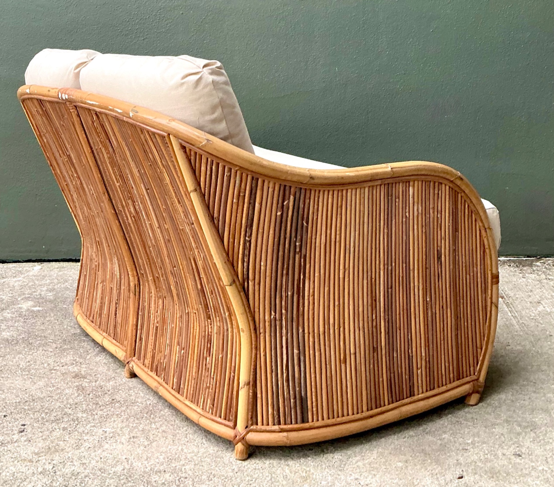 Vintage Henry Olko for Willow and Reed Pencil Reed Sofa - Side view