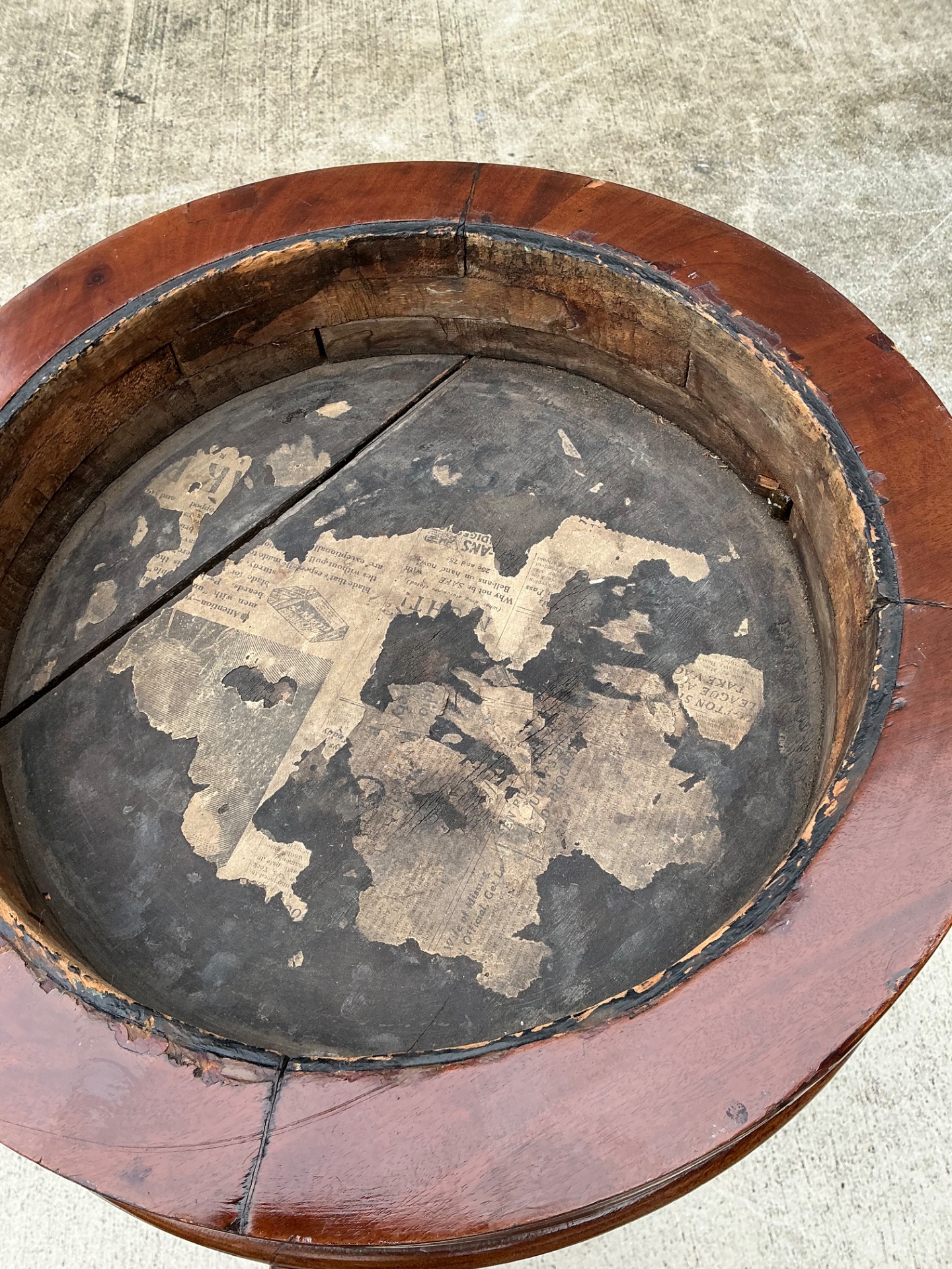 Vintage Round Top Wood Pedestal - Top view