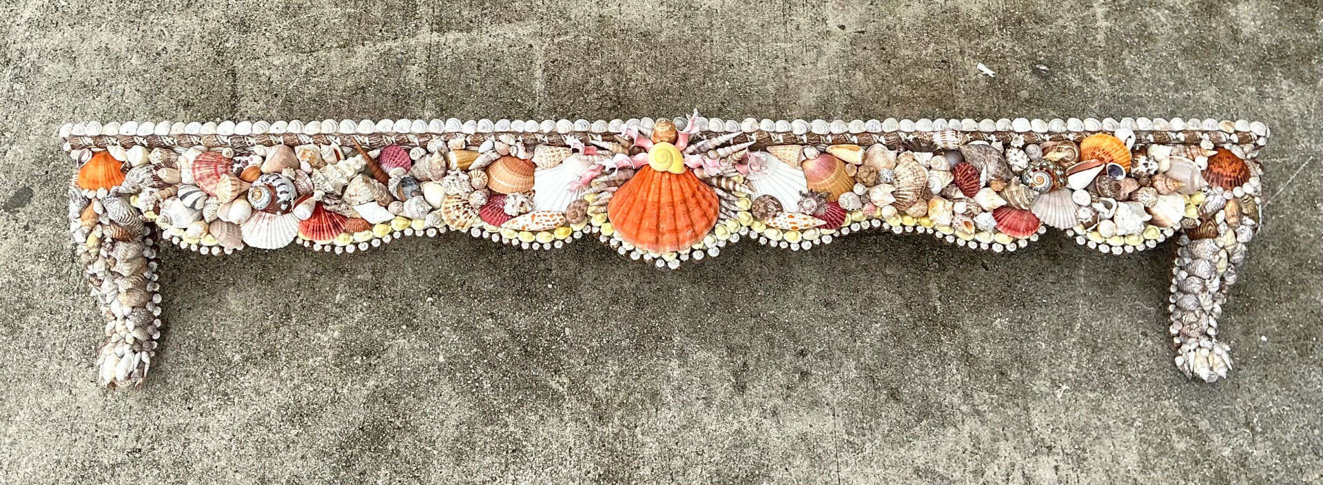Vintage Shell Encrusted Wall Shelf - Back view
