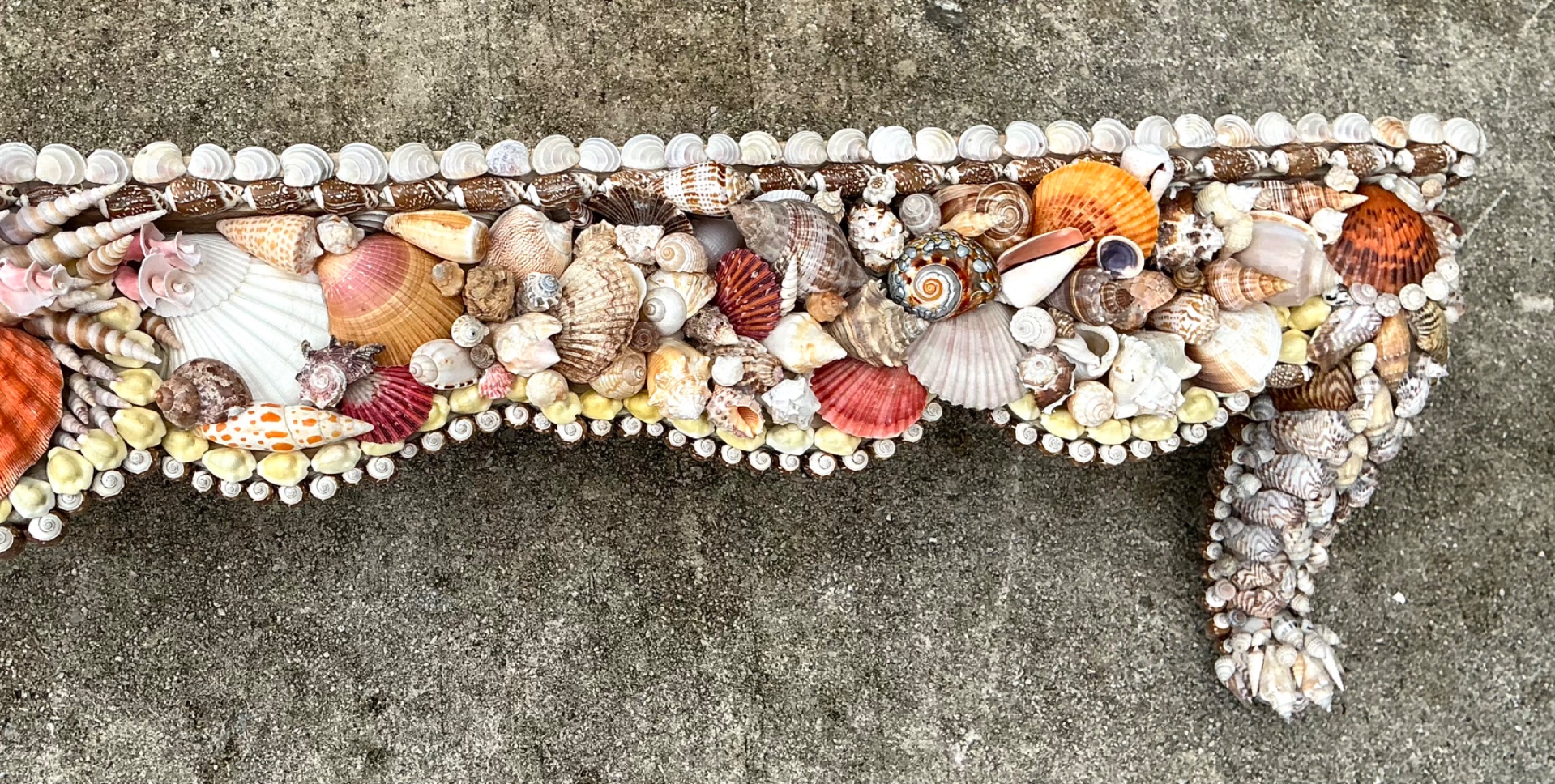 Vintage Shell Encrusted Wall Shelf - Side view