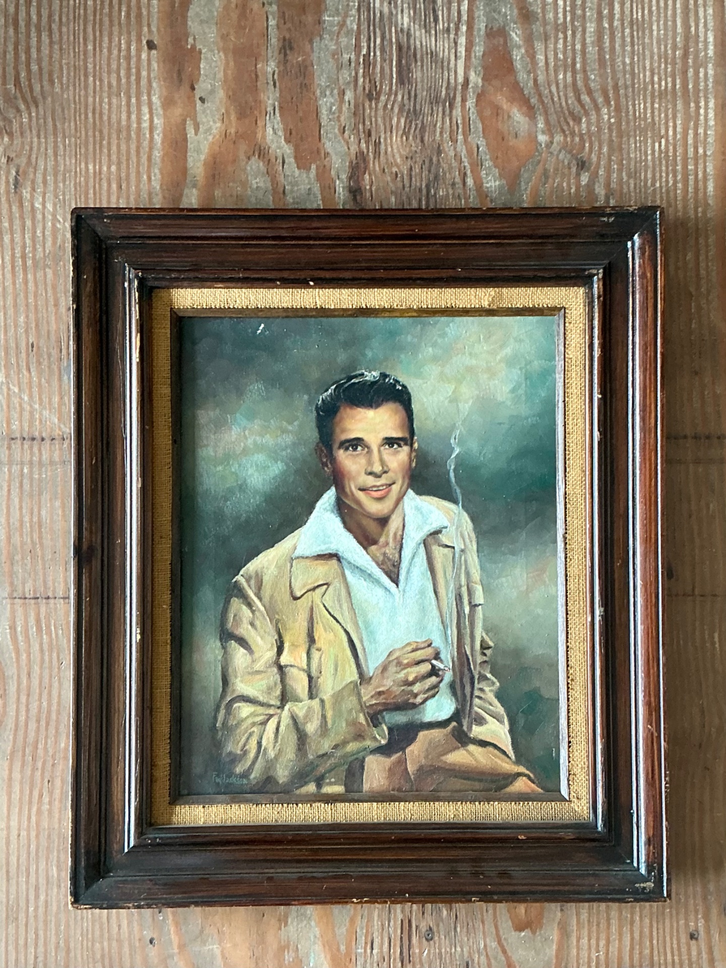 Vintage Portrait of Man by Fay Jackson - Back view