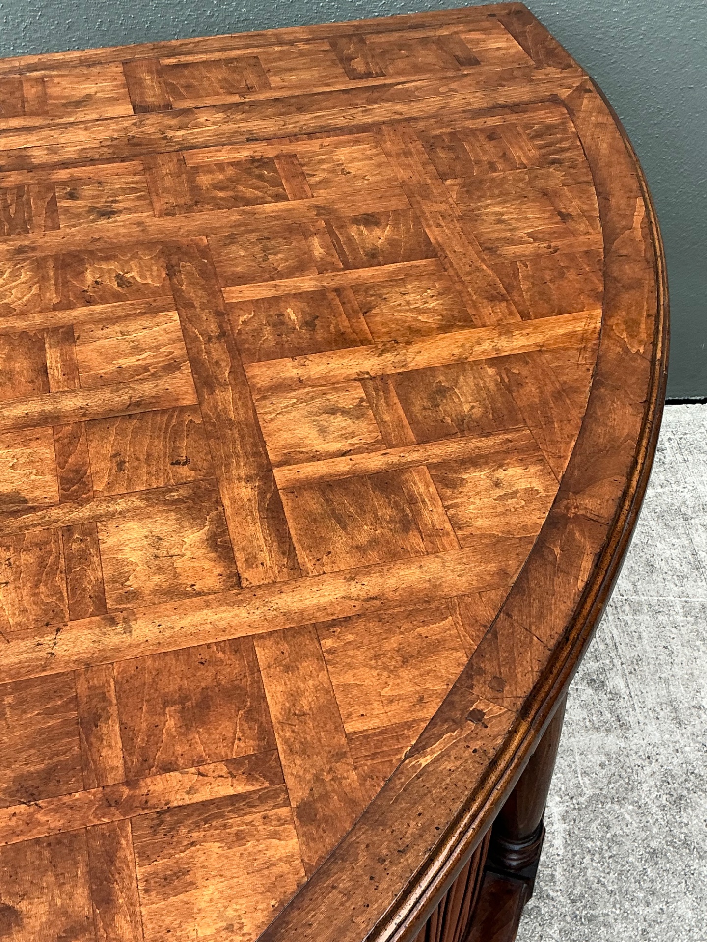 Vintage Shirred Fabric Extendable Desk - Detail view