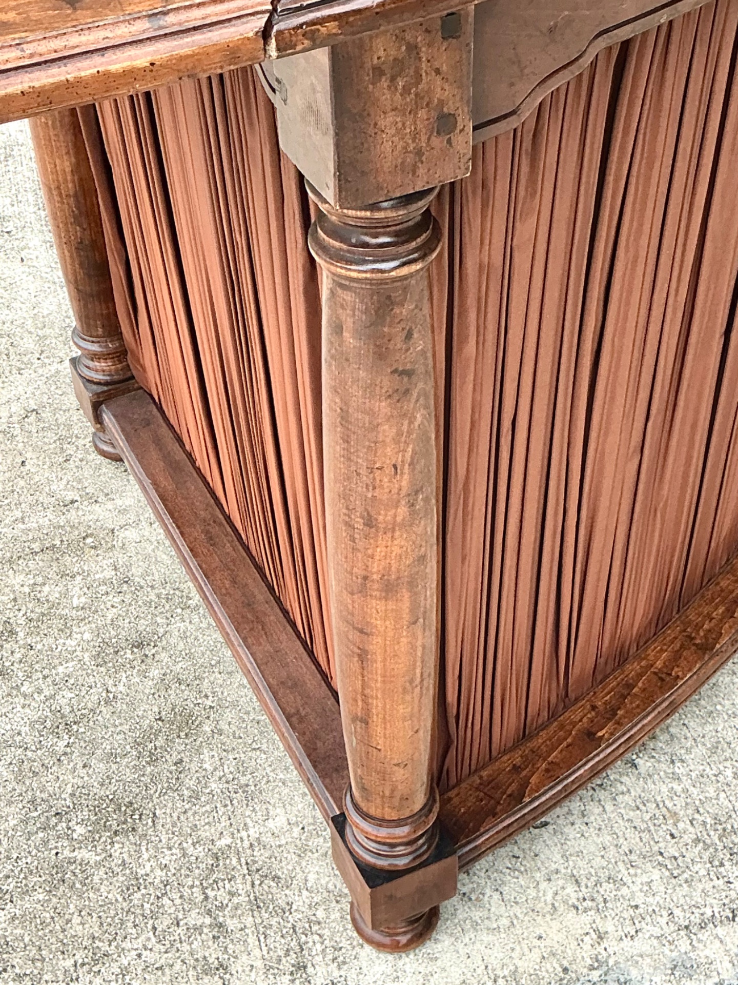 Vintage Shirred Fabric Extendable Desk - Back view