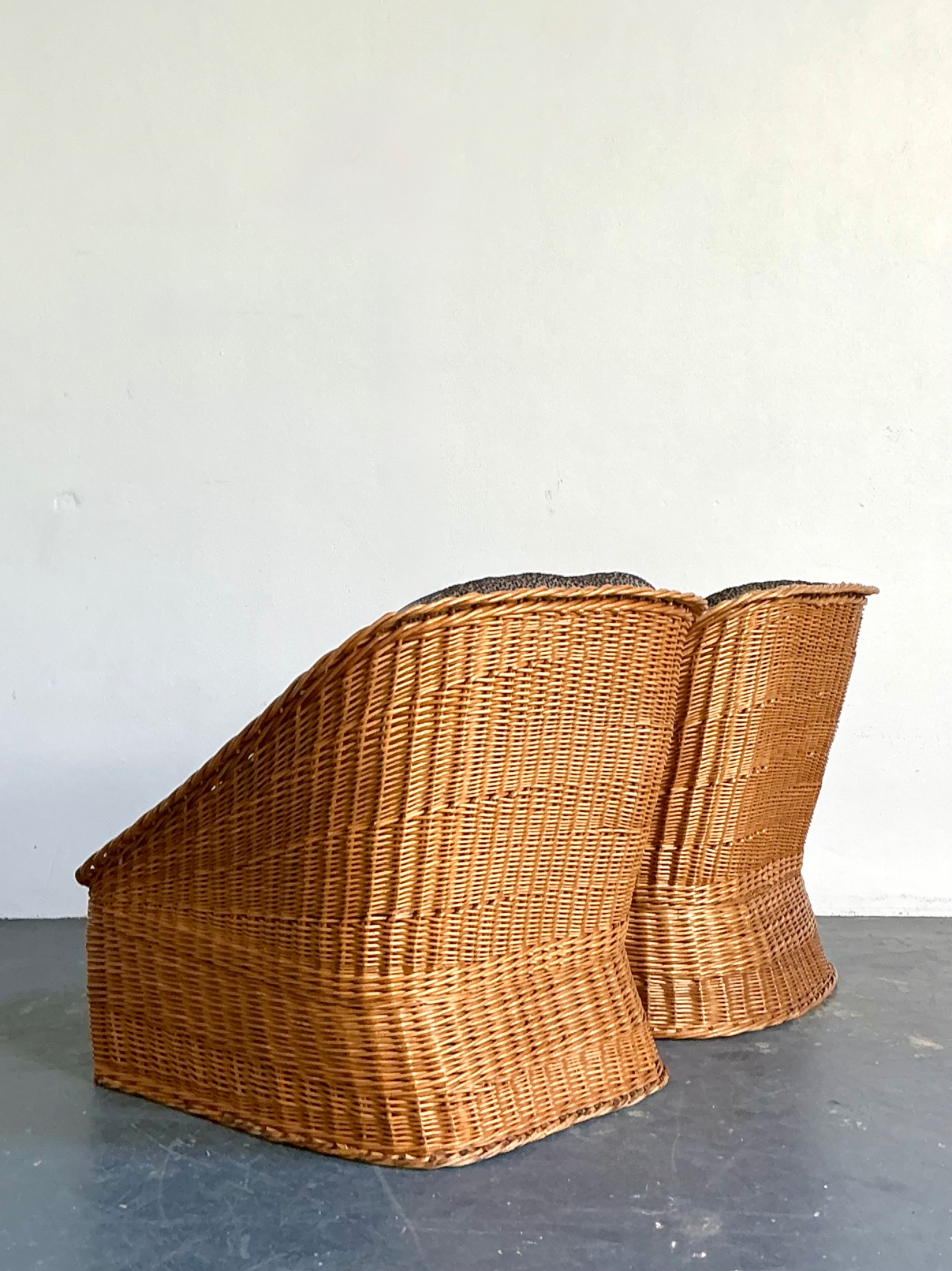 Vintage Woven Rattan Lounge Chairs - A Pair - Detail view