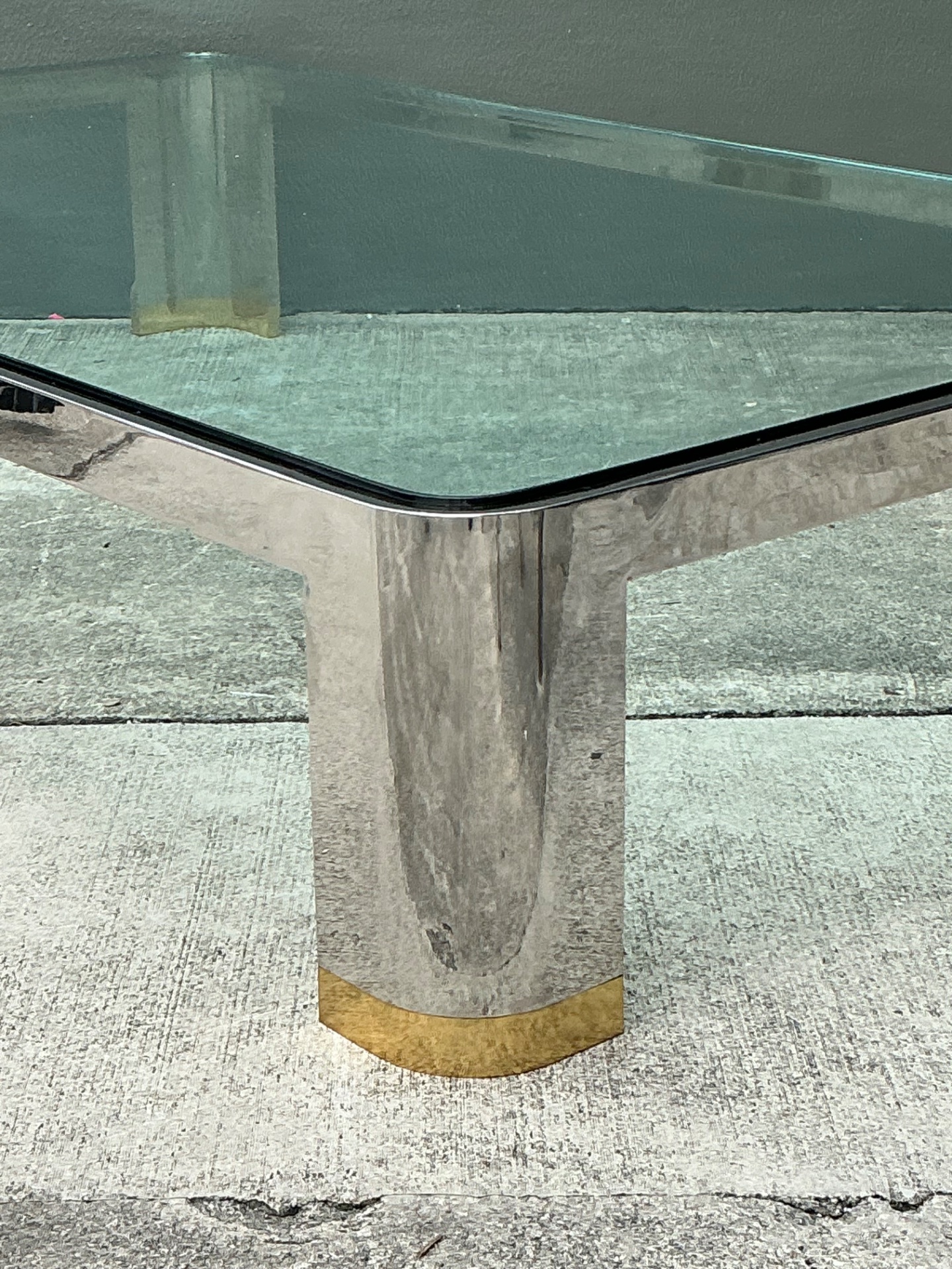 Vintage Monumental Brass And Chrome Coffee Table After Karl Springer - Back view