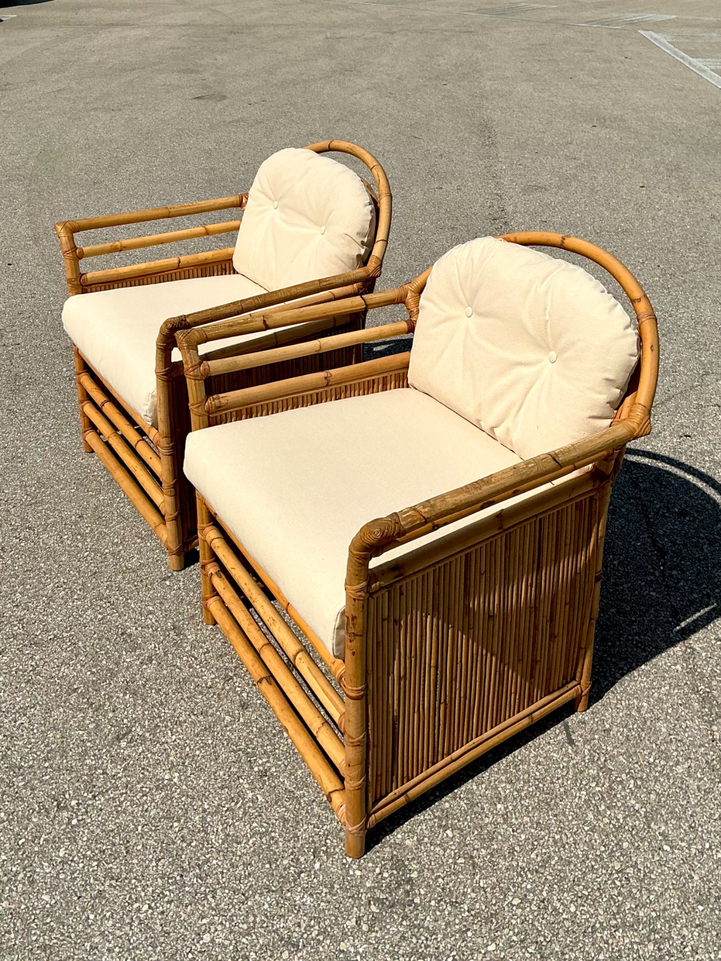 Vintage Henry Olko for Willow and Reed Rattan Lounge Chairs - A Pair