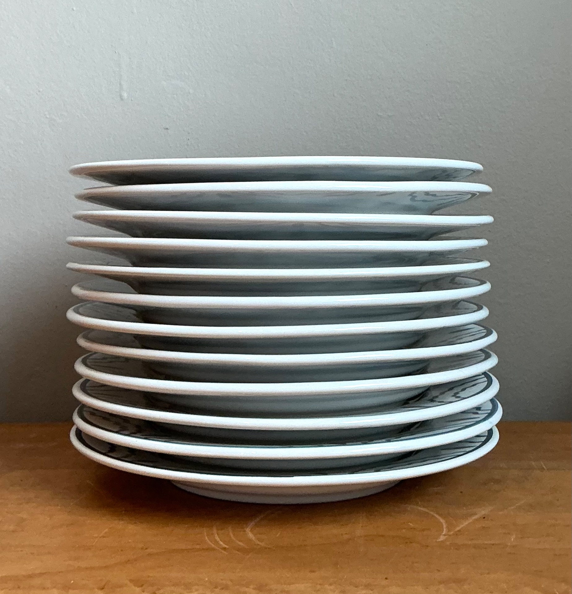 Vintage Penny Morrison Hand Painted Salad Plates - Set Of 12 - Side view