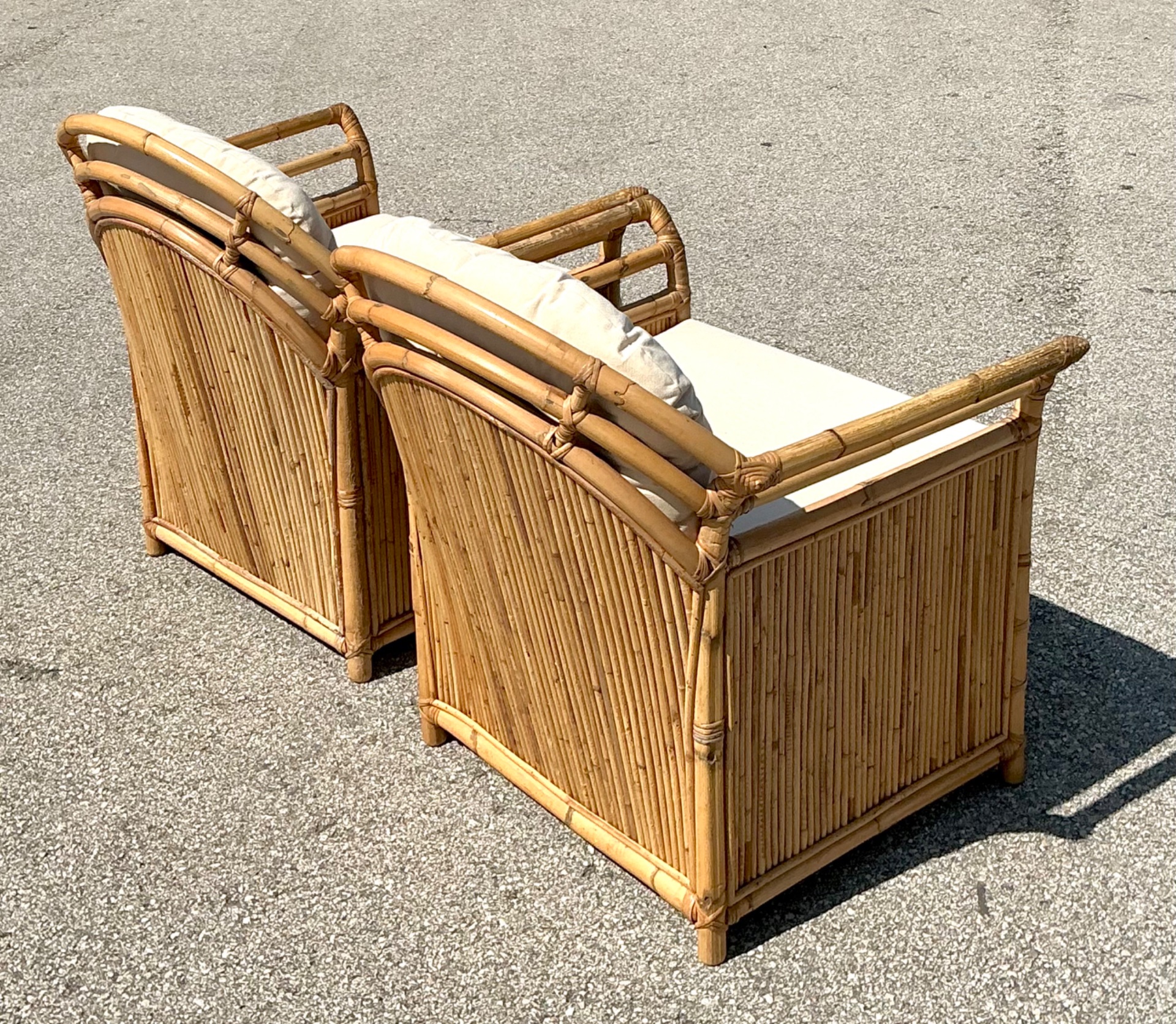 Vintage Henry Olko for Willow and Reed Rattan Lounge Chairs - A Pair - Side view