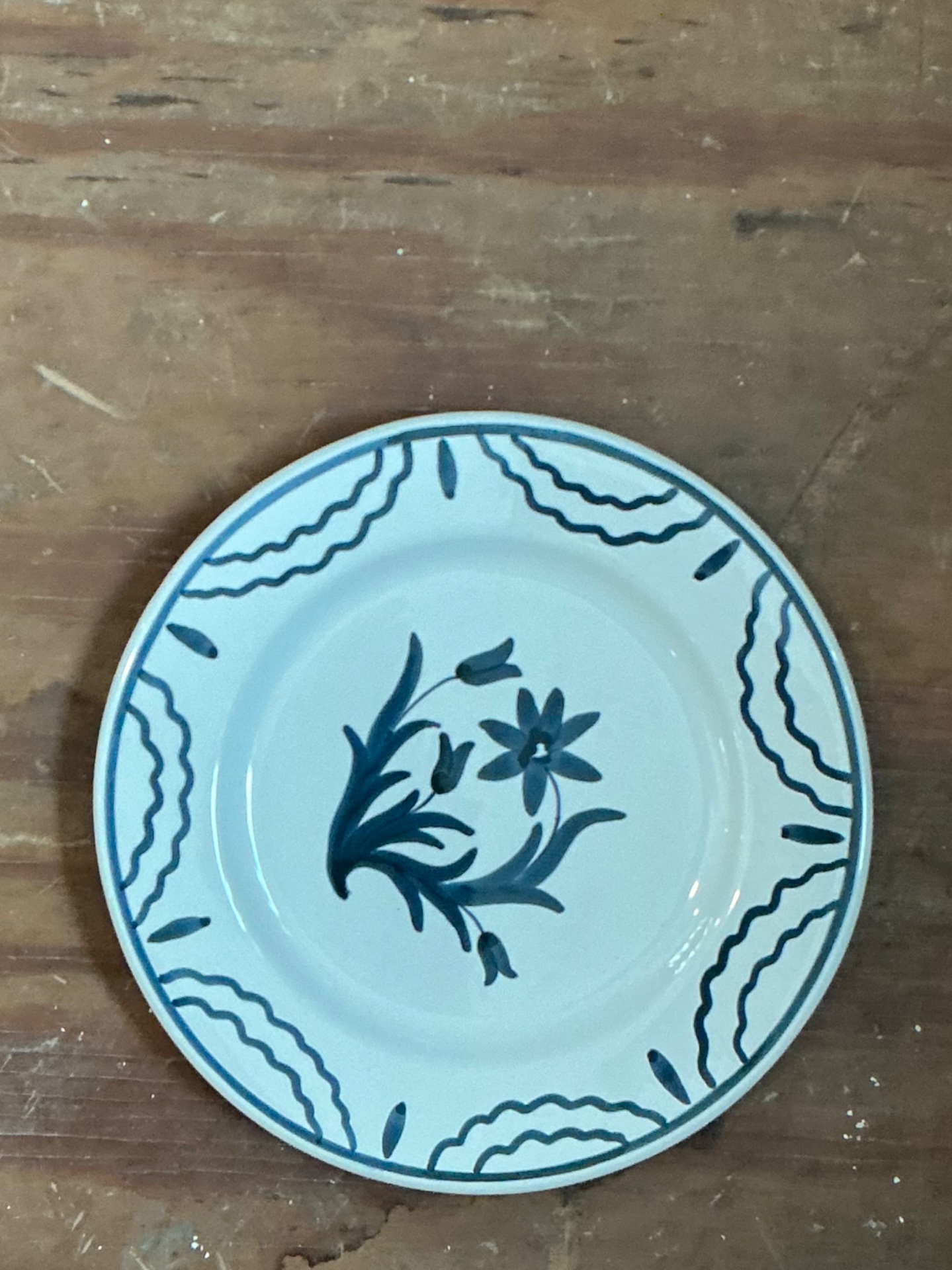 Vintage Penny Morrison Hand Painted Salad Plates - Set Of 12 - Top view
