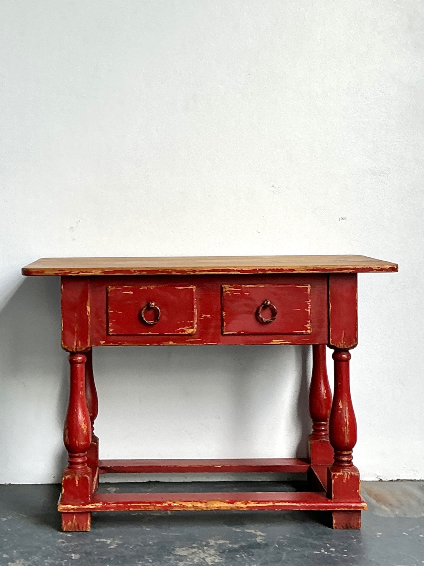 Vintage Ralph laurenRed Distressed Console Table - Back view