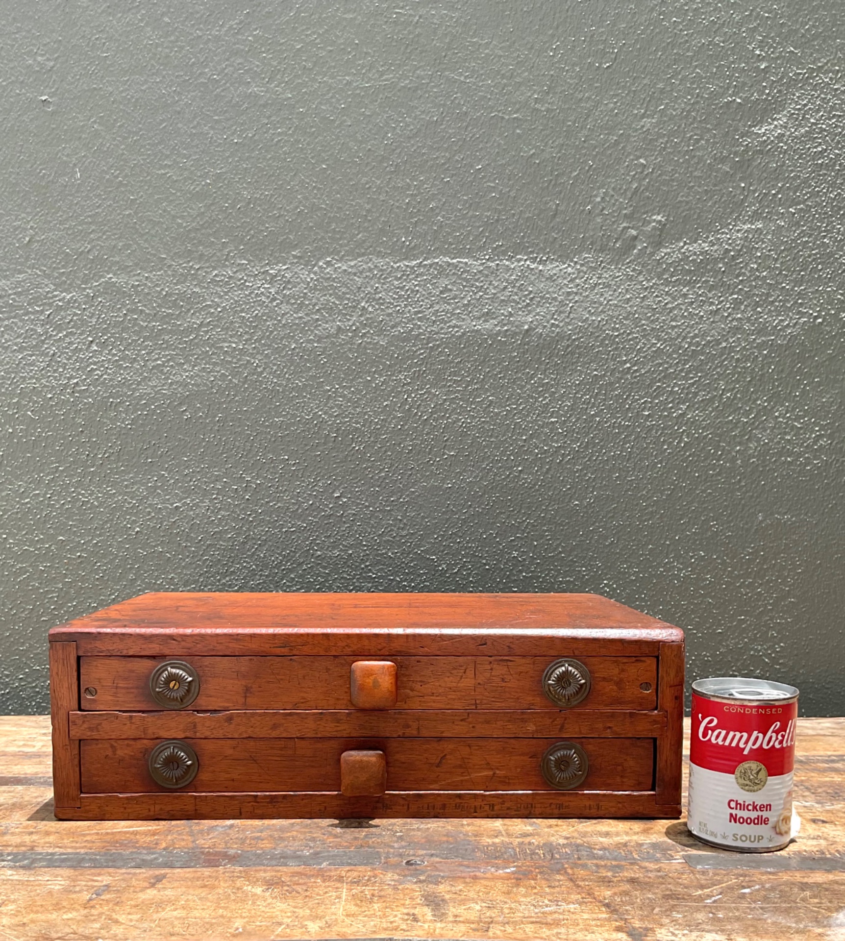 Vintage Wooden Storage Box with Drawers - Detail view