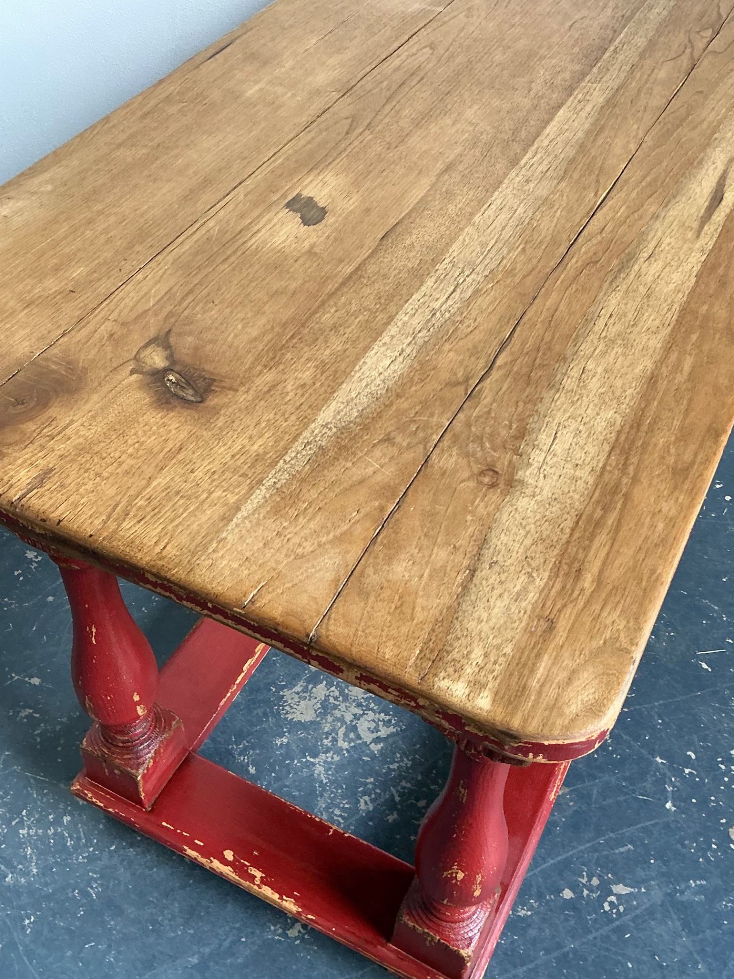 Vintage Ralph laurenRed Distressed Console Table - Top view