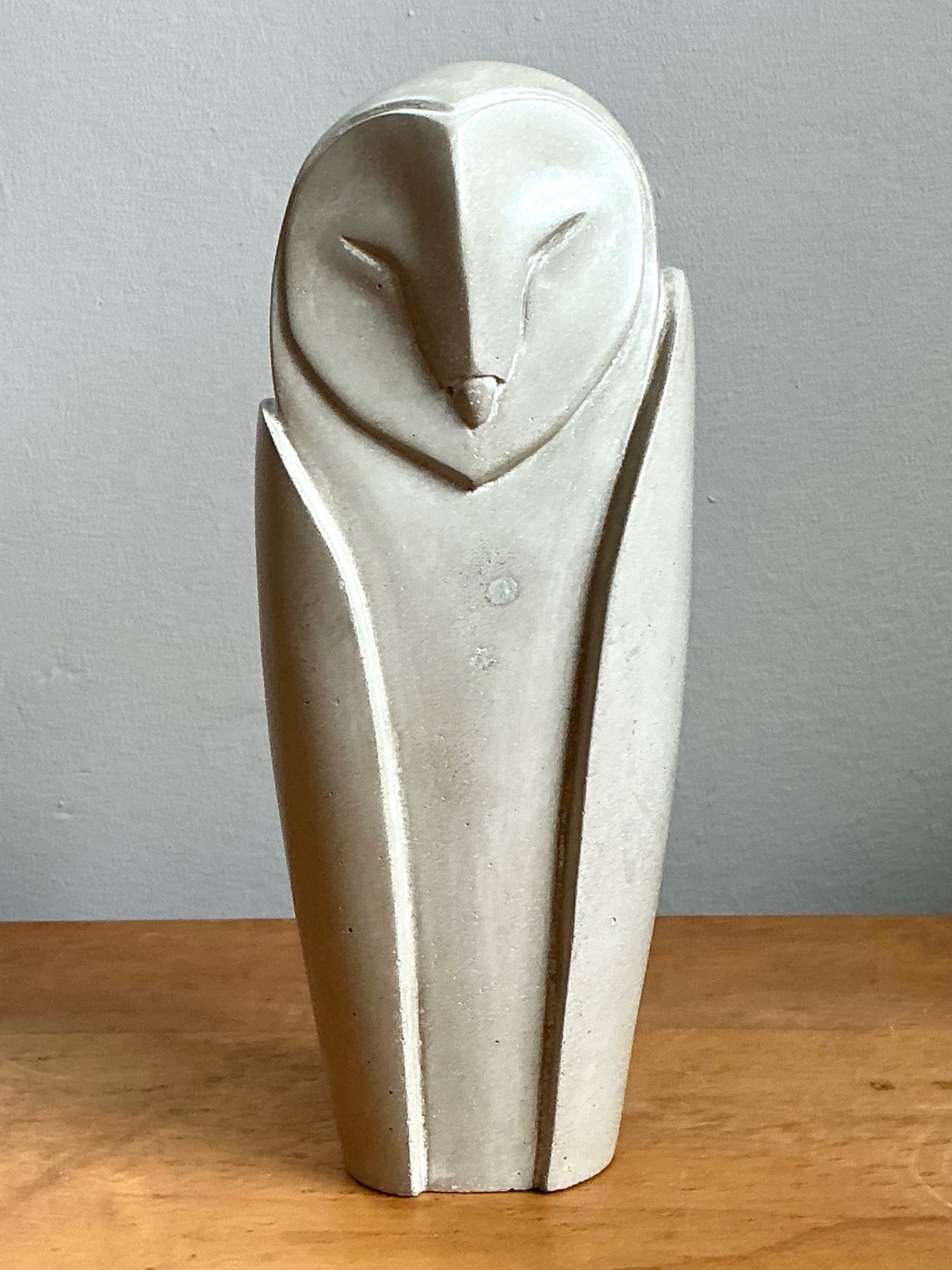 Vintage Carved Stone Owl Sculpture - Side view