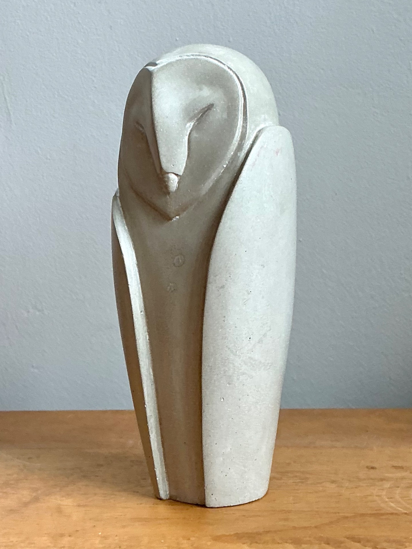 Vintage Carved Stone Owl Sculpture - Top view