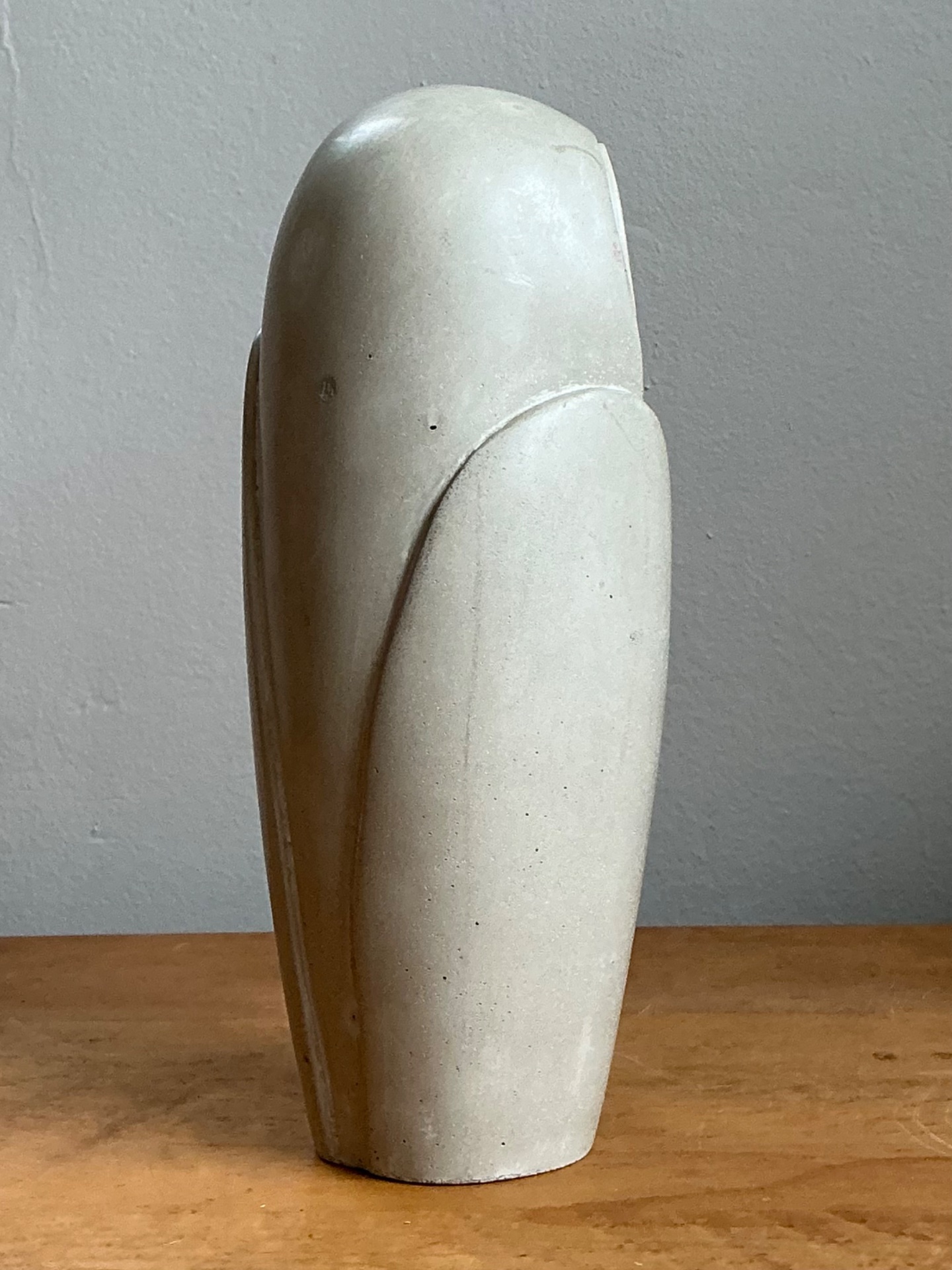 Vintage Carved Stone Owl Sculpture - Detail view
