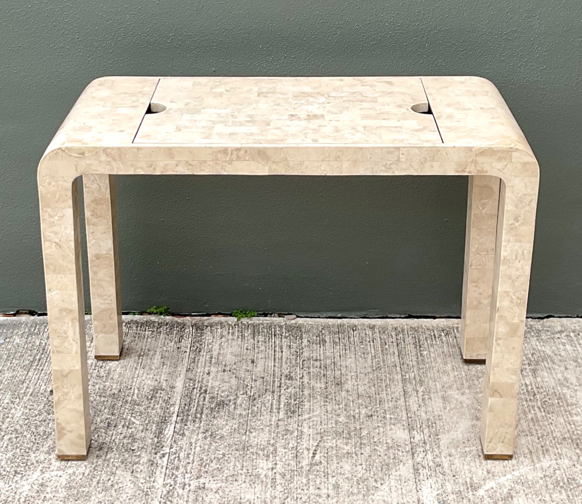 Vintage Tessellated Stone Chess and Backgammon Table - Back view