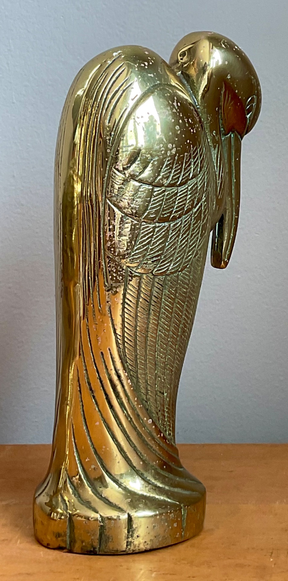 Vintage Brass Heron Statue - Top view