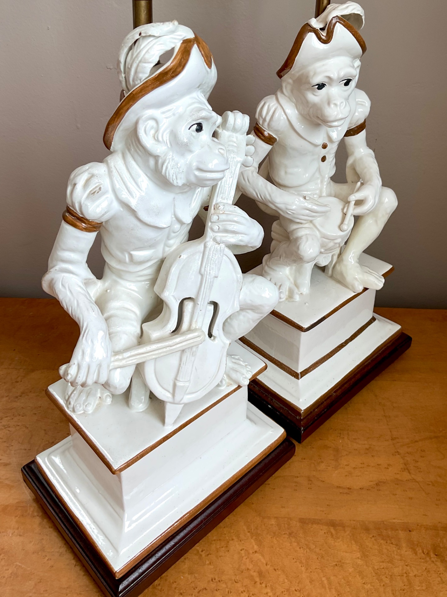 Vintage Monkey Figurine Table Lamps - Set of 2 - Detail view