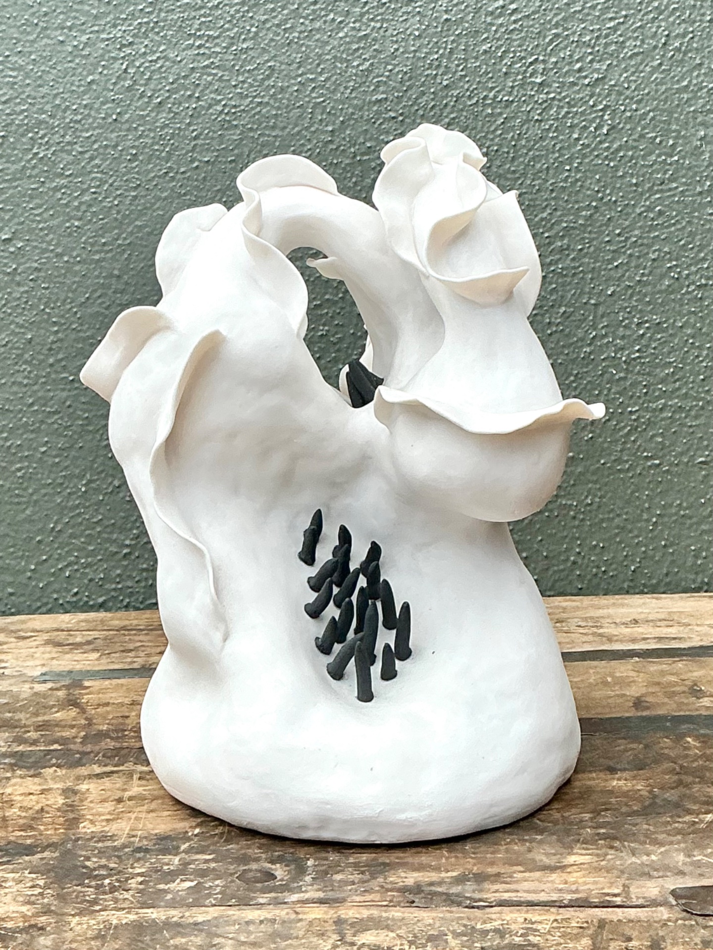 Vintage Abstract Floral Studio Pottery Vase - Side view
