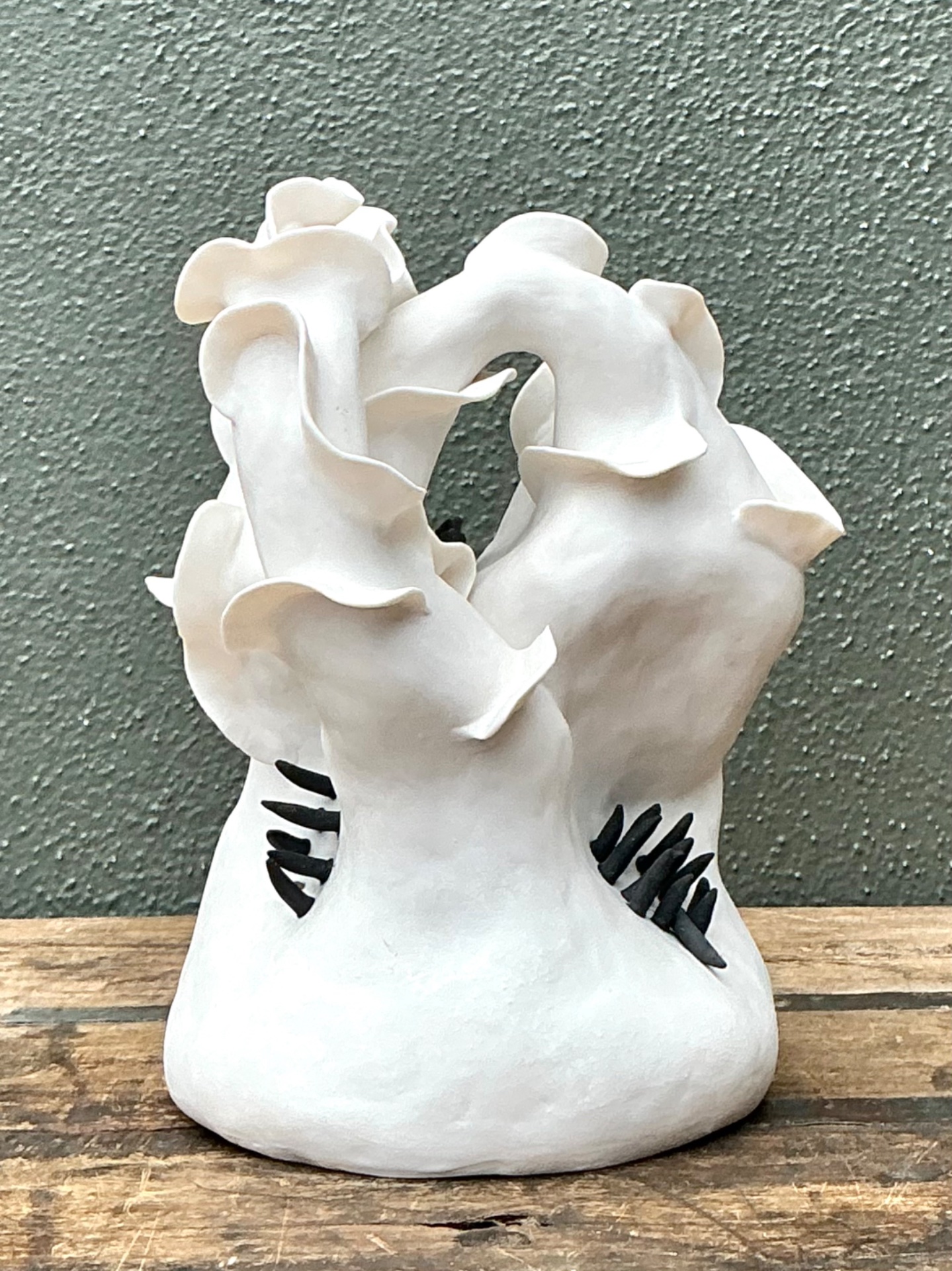 Vintage Abstract Floral Studio Pottery Vase - Back view