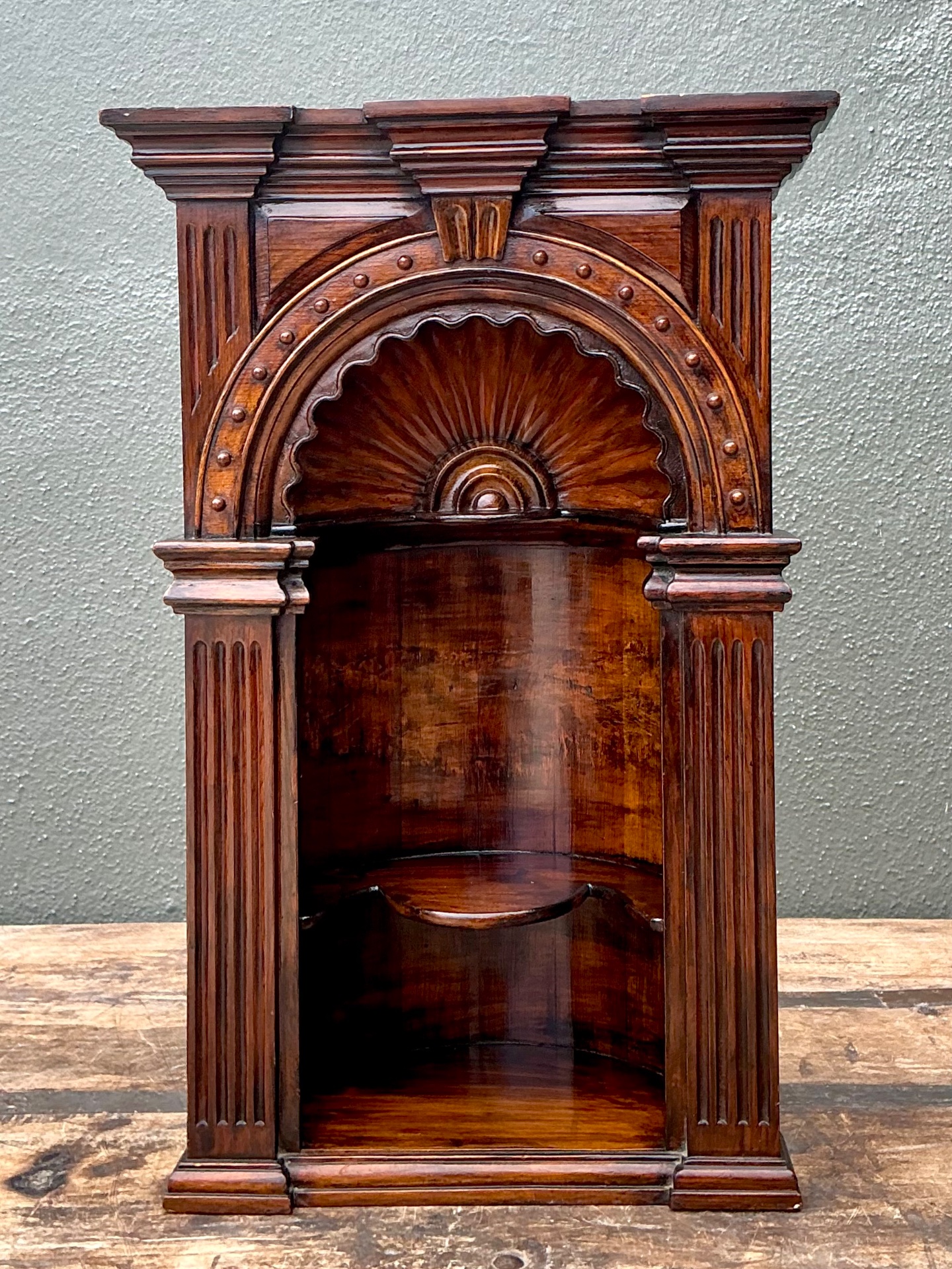 Vintage Carved Wood Architectural Niche - Back view