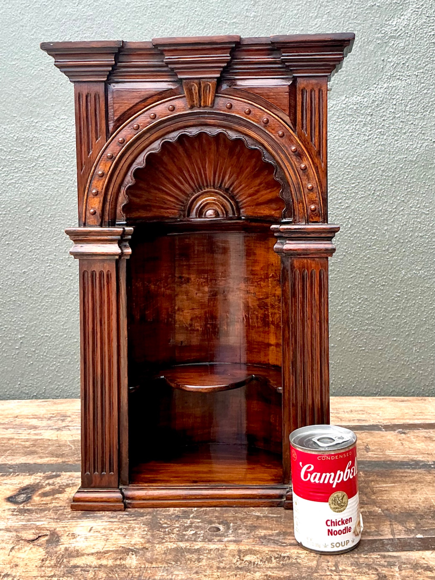 Vintage Carved Wood Architectural Niche - Top view