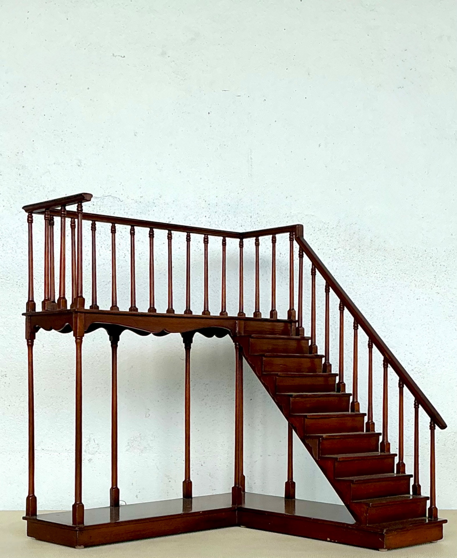 Vintage Wooden Staircase Architectural Model - Side view