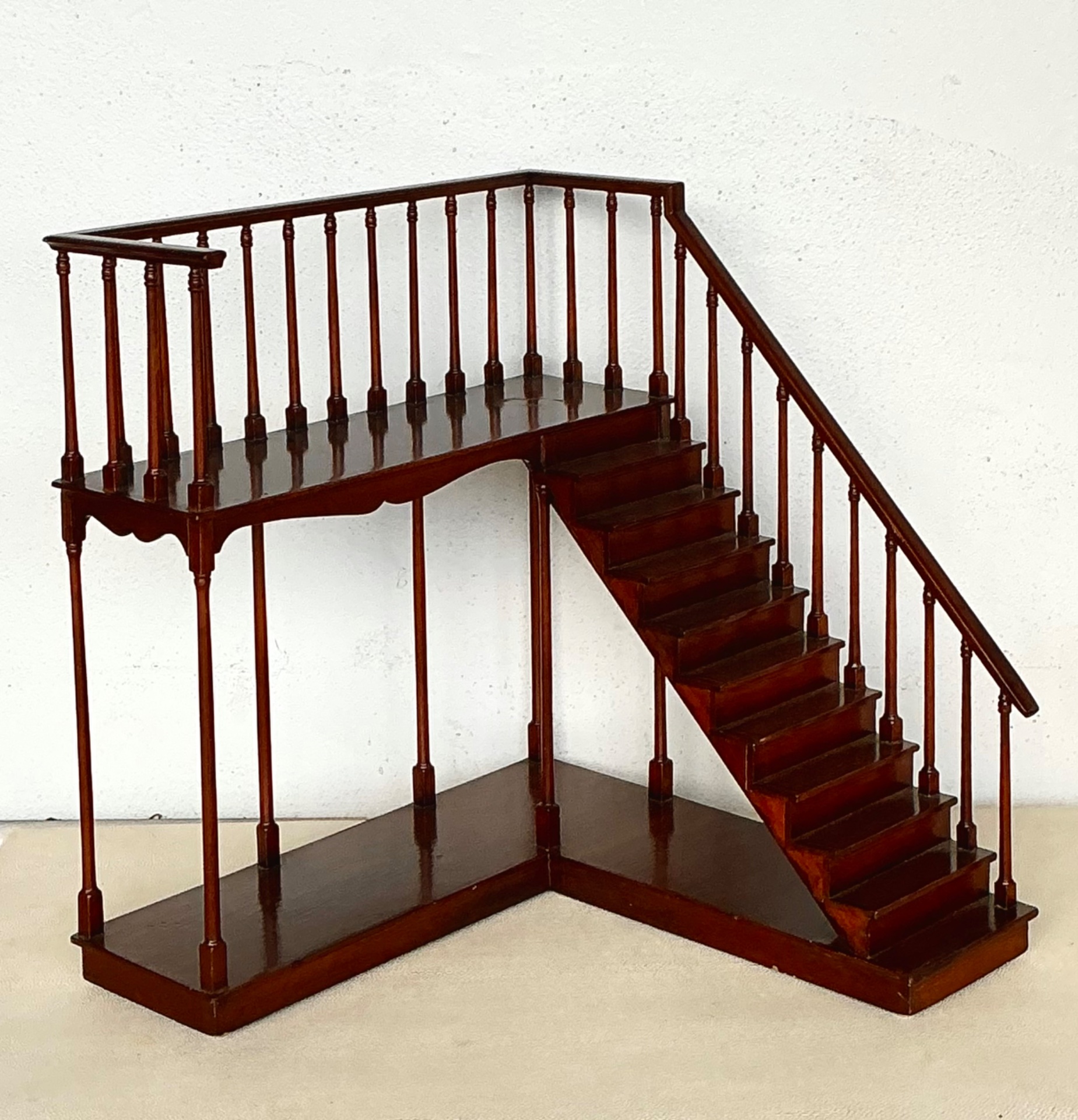 Vintage Wooden Staircase Architectural Model - Detail view