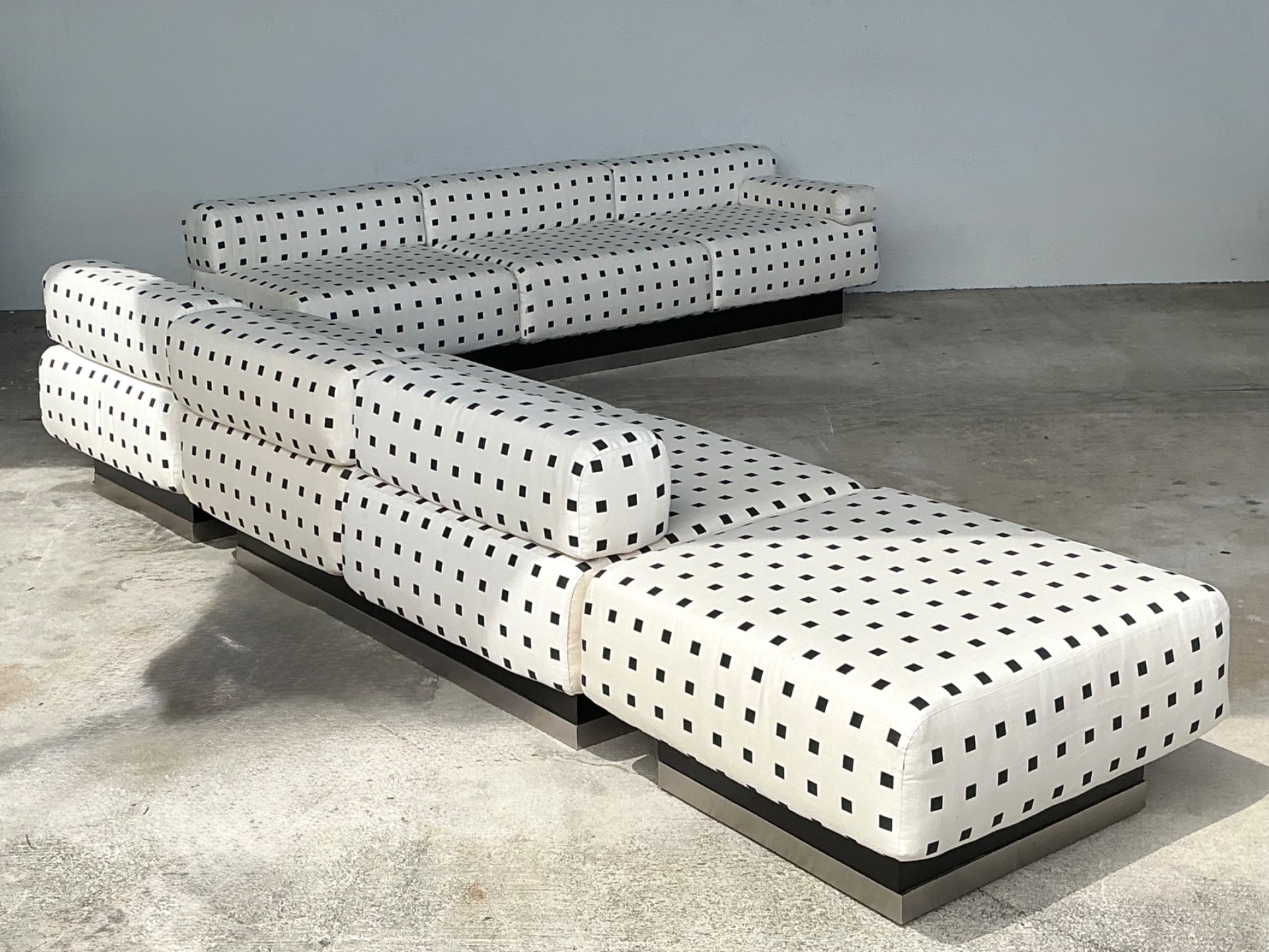 Vintage Custom Geometric Sectional Sofa - Back view