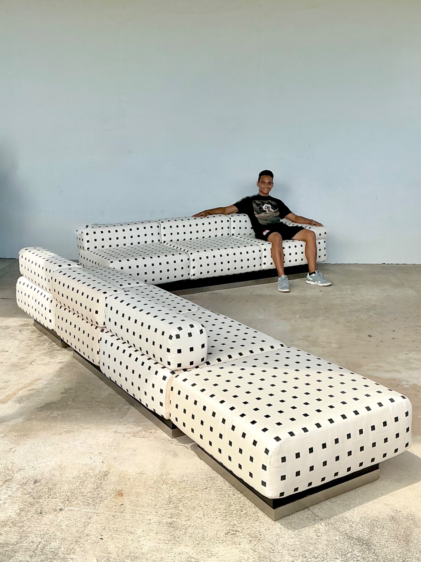 Vintage Custom Geometric Sectional Sofa - Side view