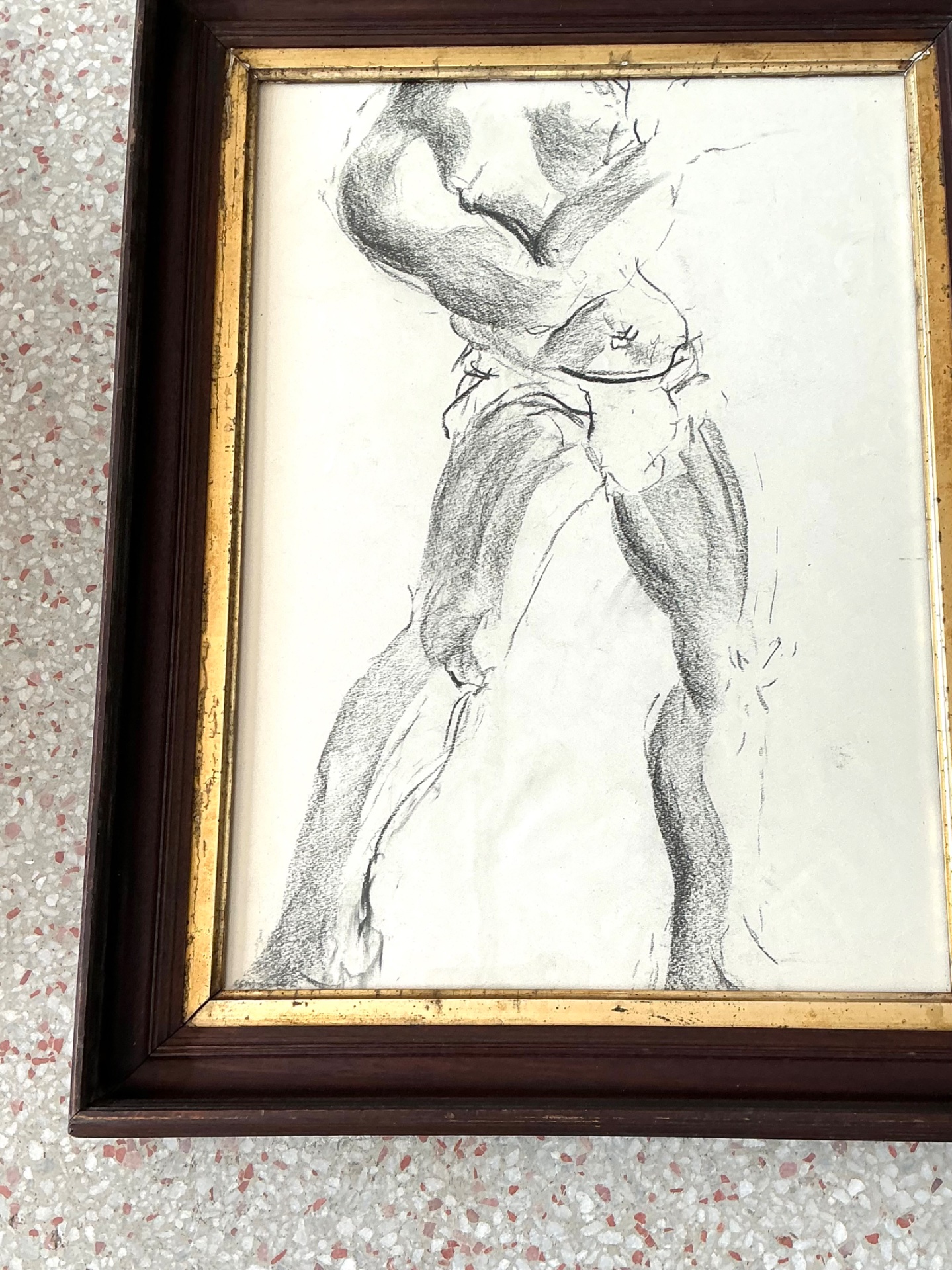 Vintage Graphite Male Torso Study - Top view