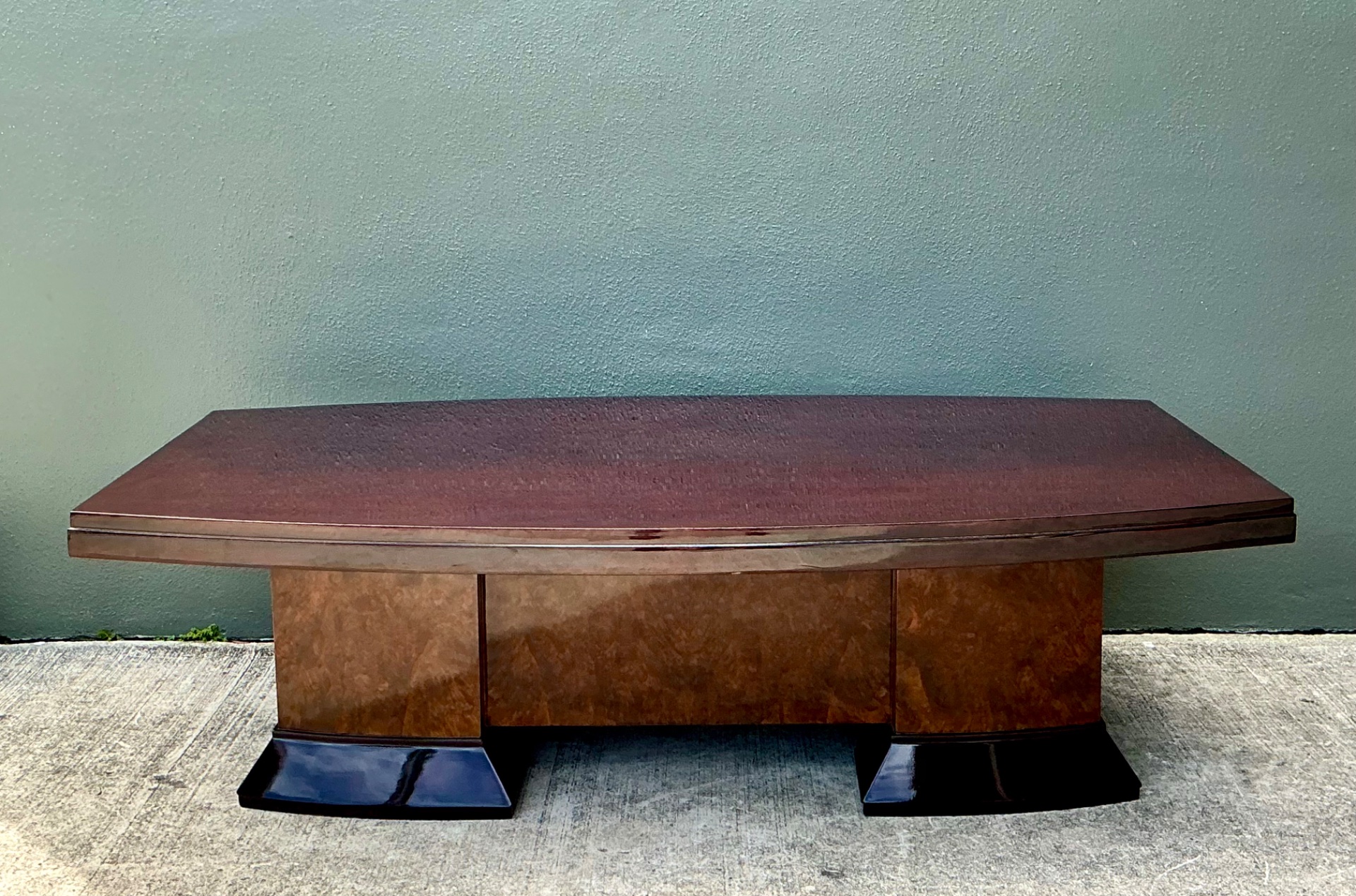 Vintage Custom Deco Two Tone Burl Coffee Table - Back view