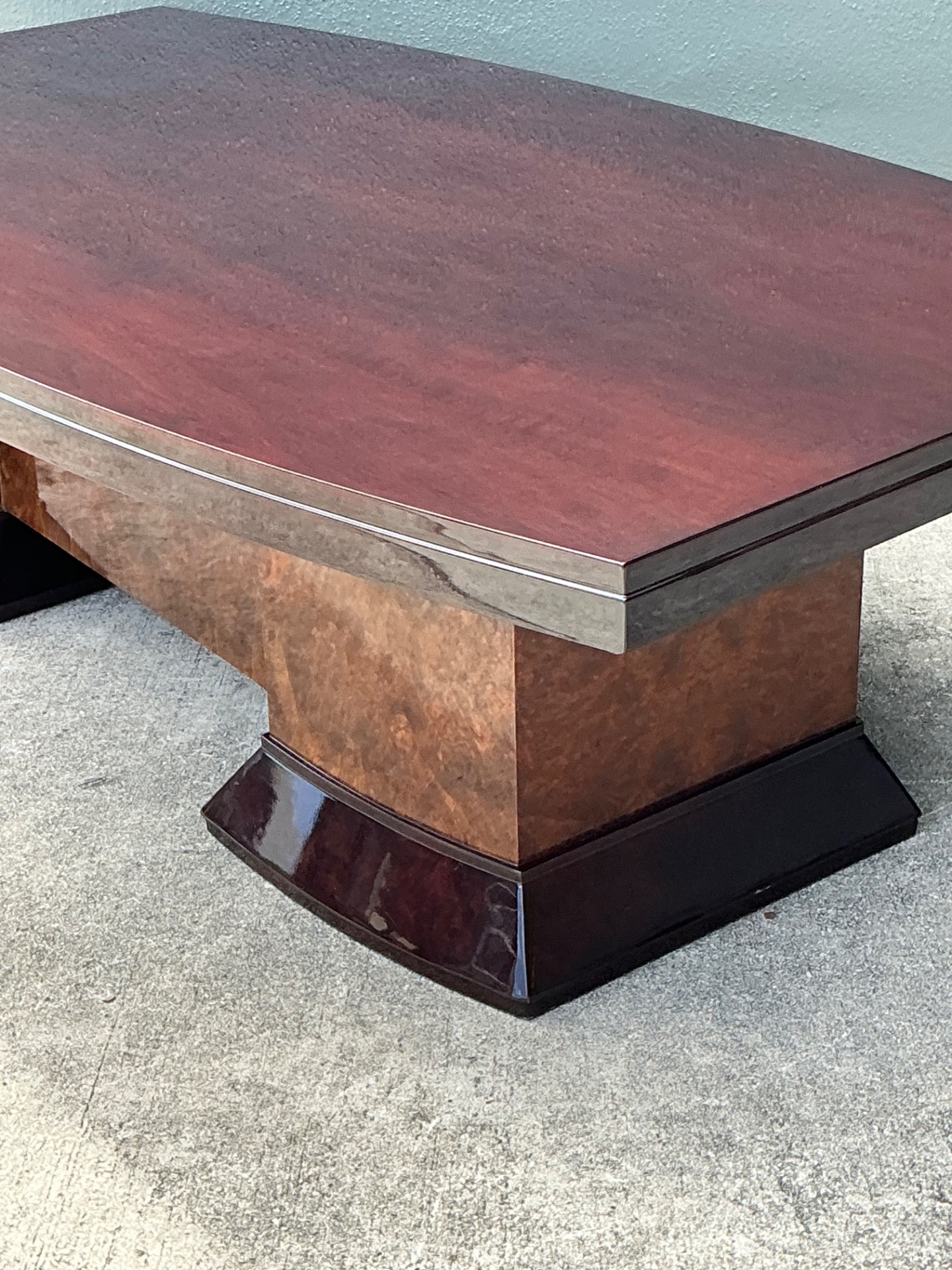 Vintage Custom Deco Two Tone Burl Coffee Table - Top view