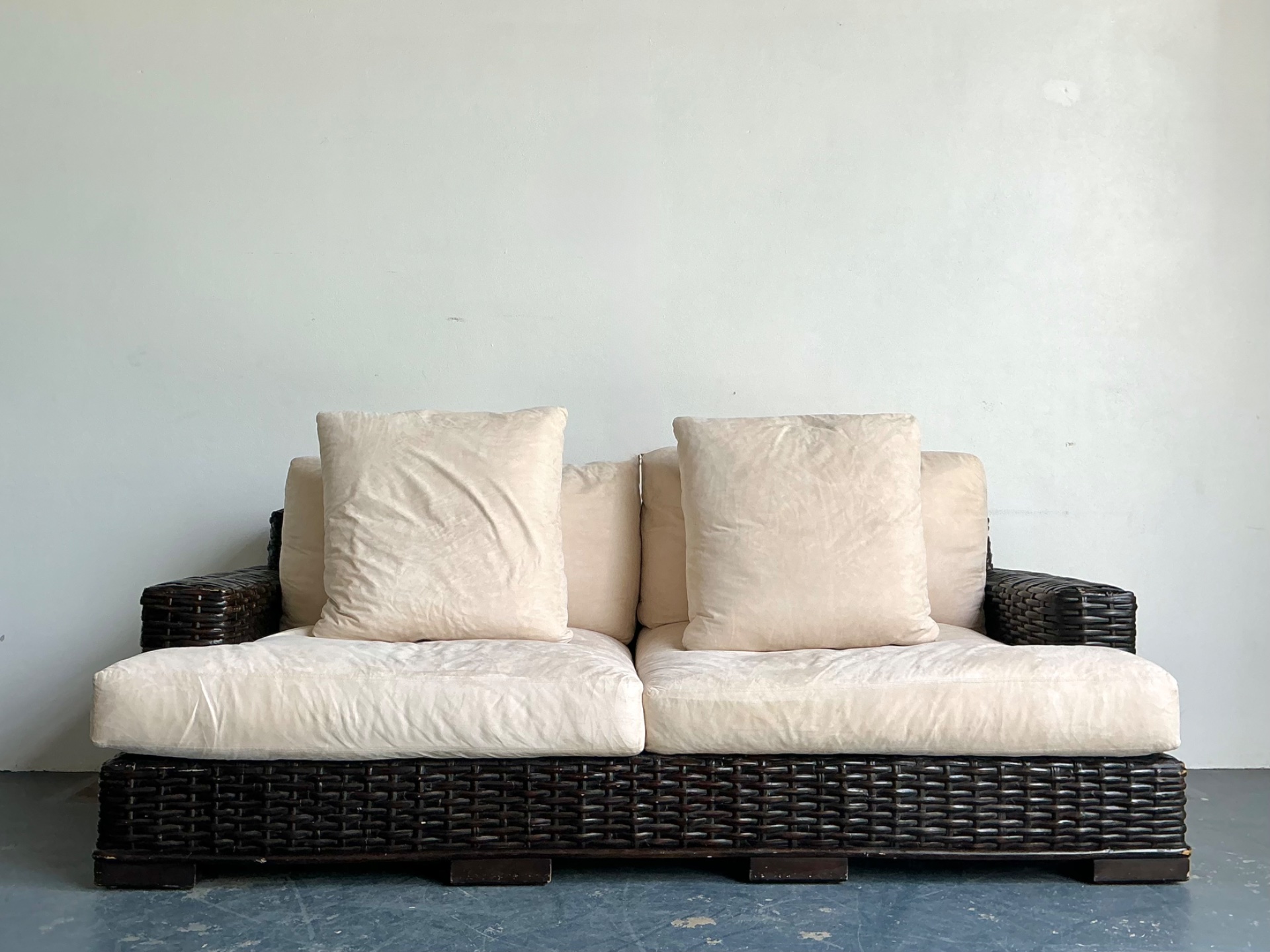 Vintage Ralph Lauren Woven Rattan Three-Seat Sofa - Back view
