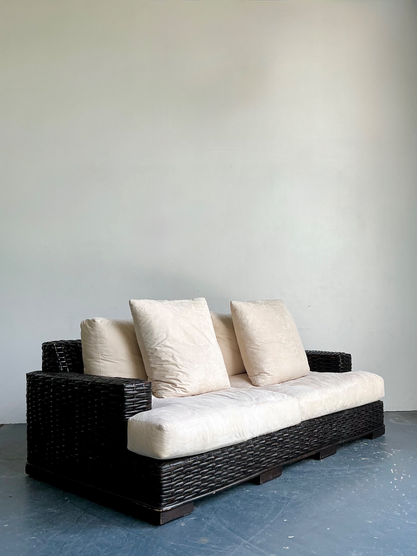 Vintage Ralph Lauren Woven Rattan Three-Seat Sofa - Top view