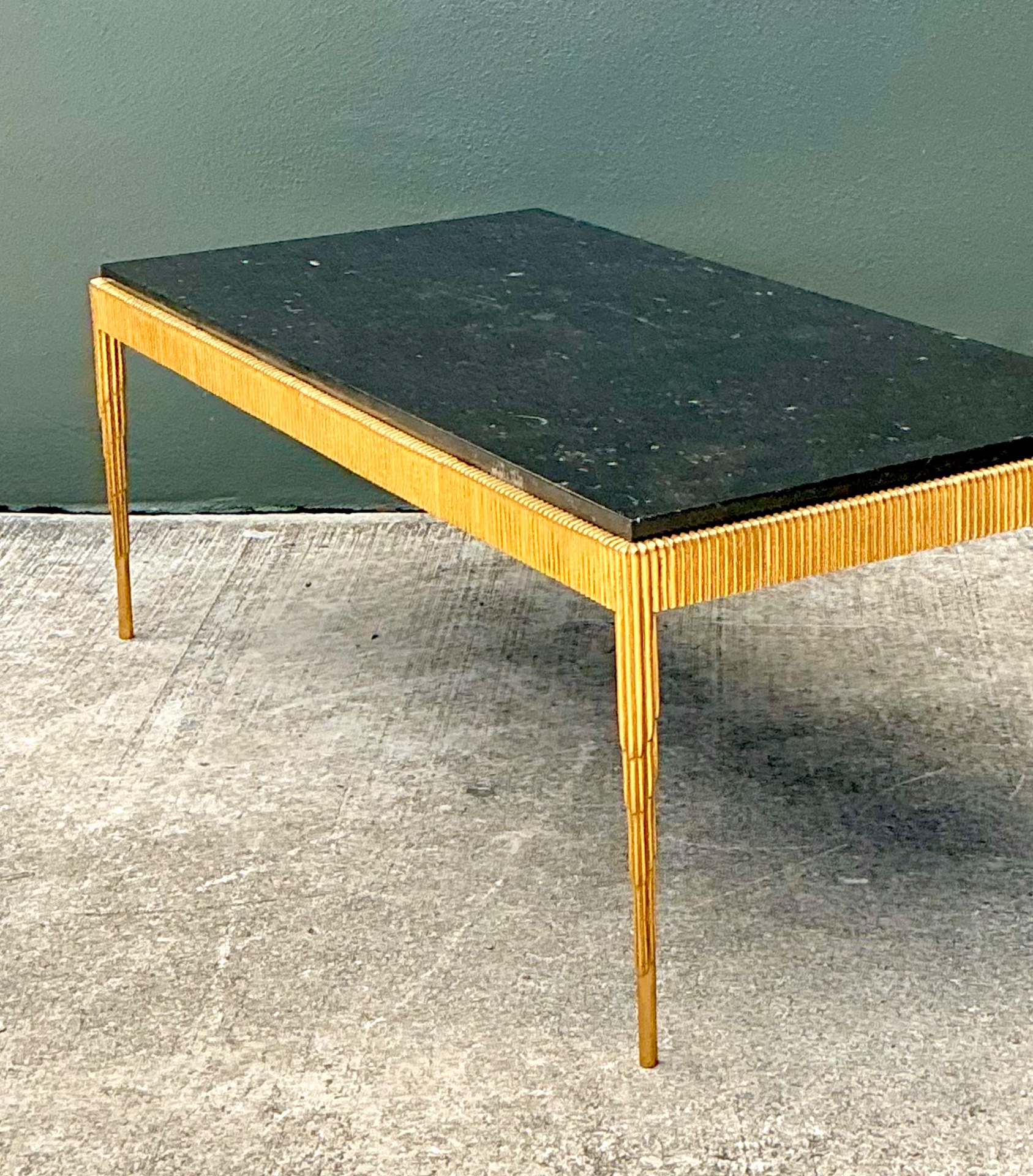 Vintage Gilt Metal and Stone Cocktail Table - Back view