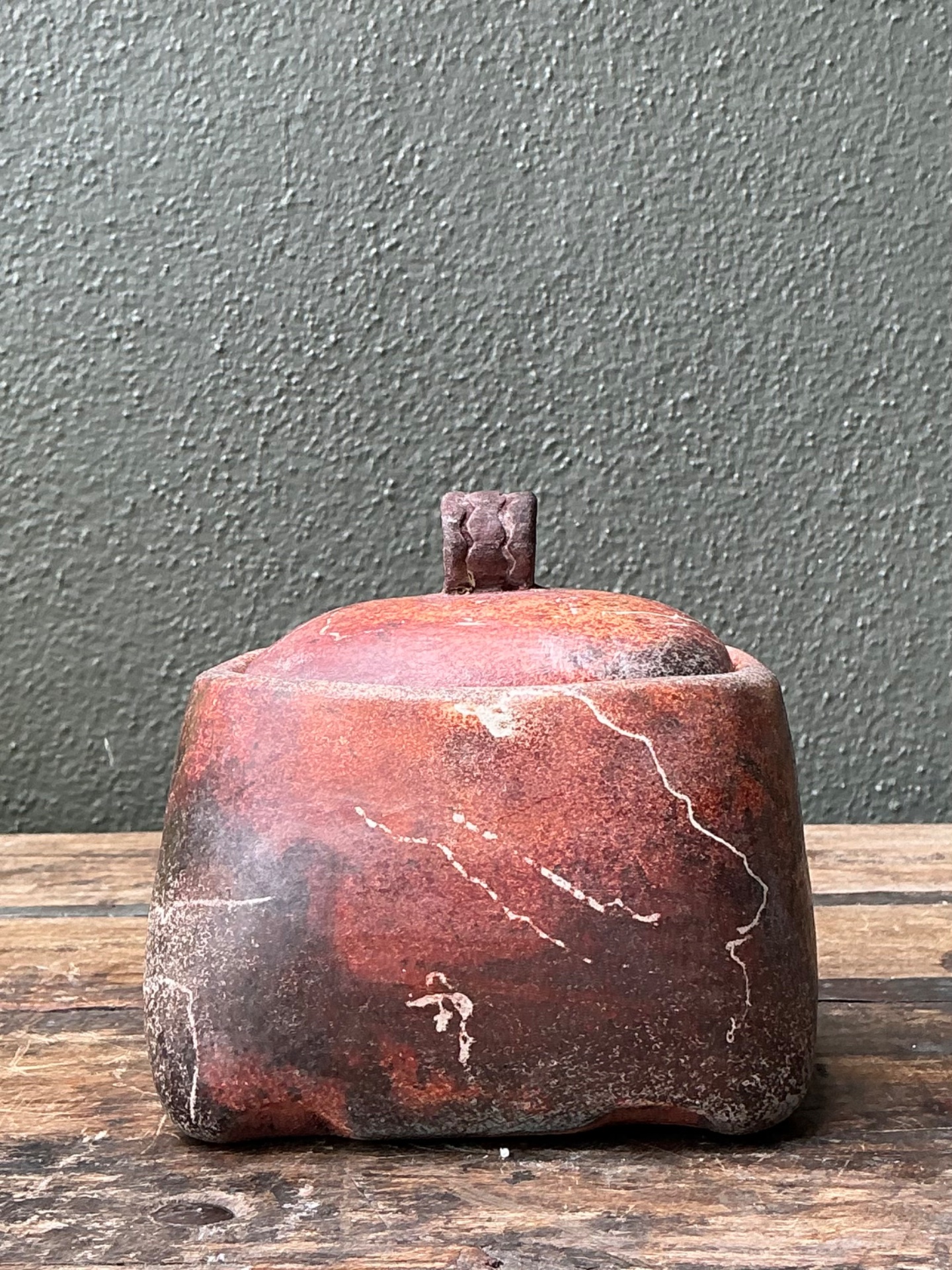 Vintage Studio Pottery Lidded Ceramic Jar - Detail view