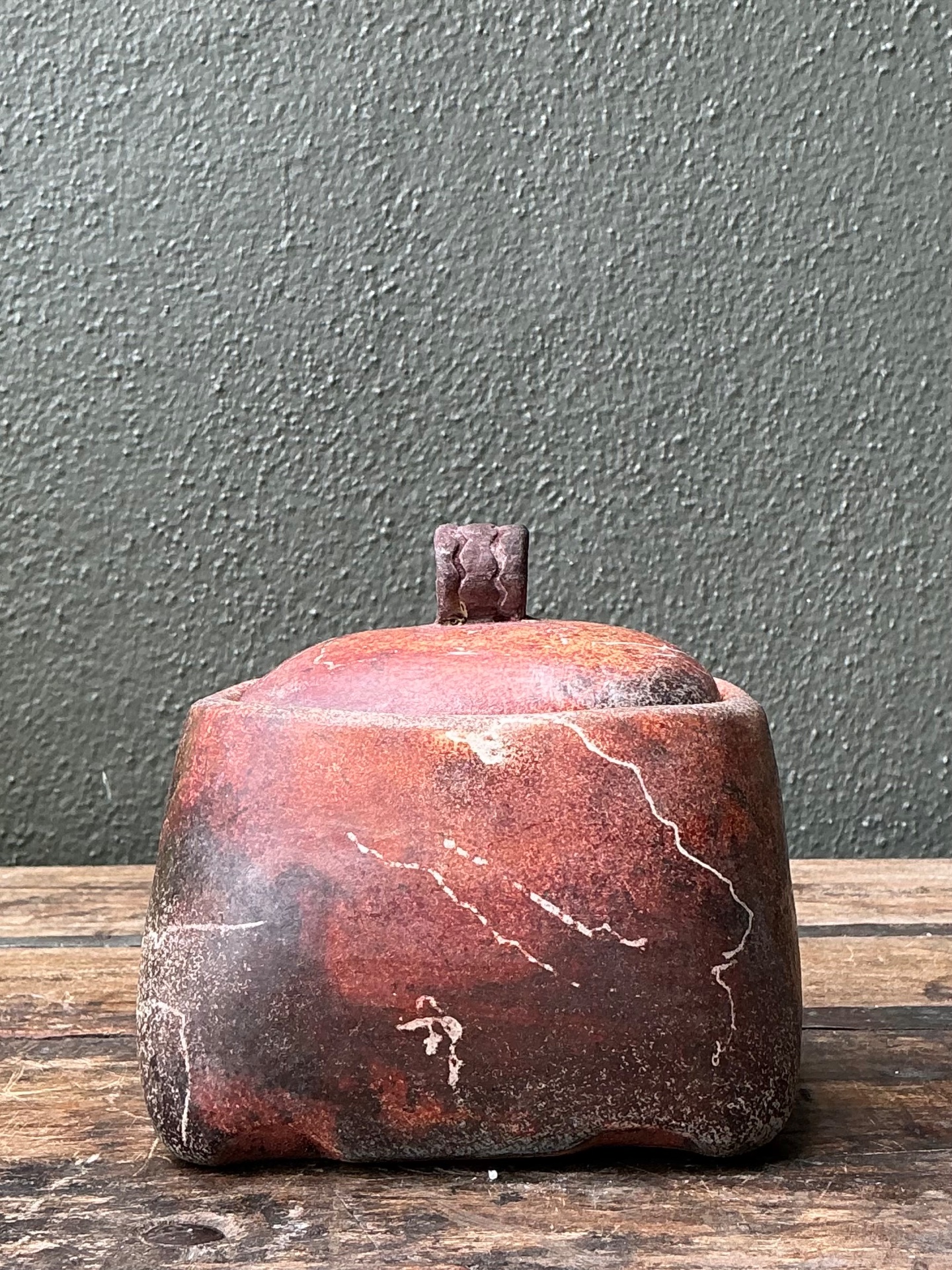 Vintage Studio Pottery Lidded Ceramic Jar - Back view