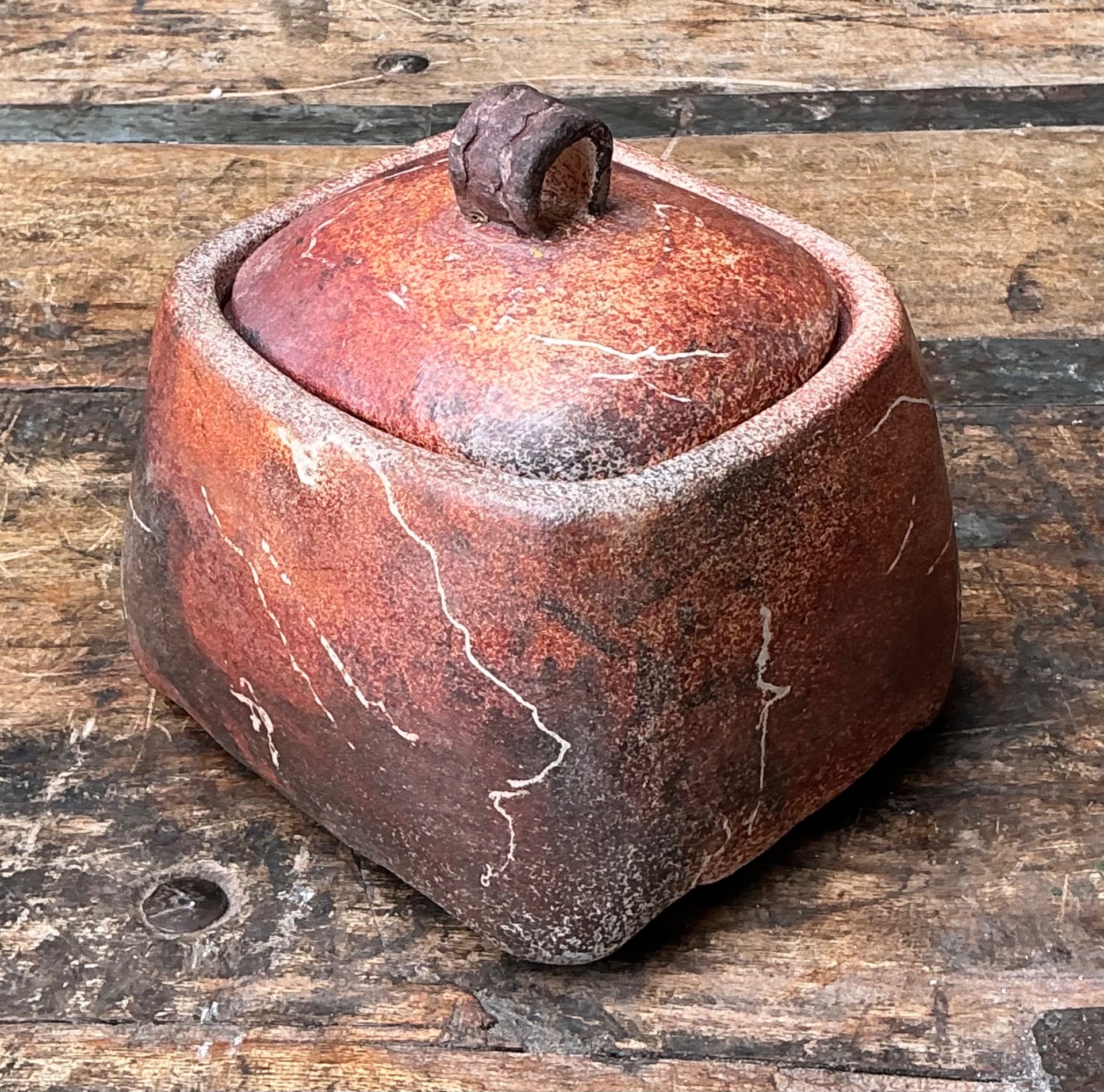 Vintage Studio Pottery Lidded Ceramic Jar - Side view