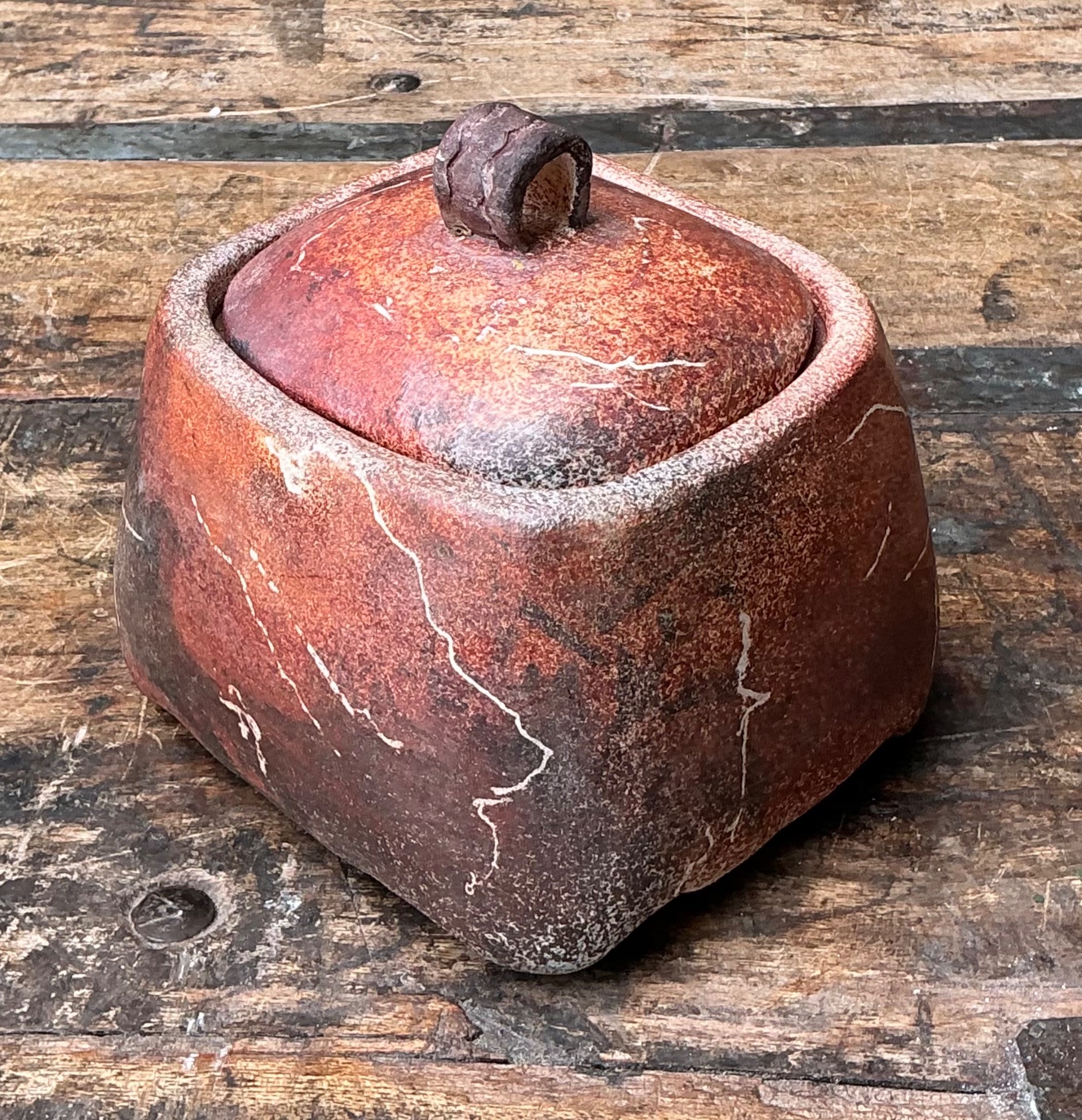 Vintage Studio Pottery Lidded Ceramic Jar - Top view