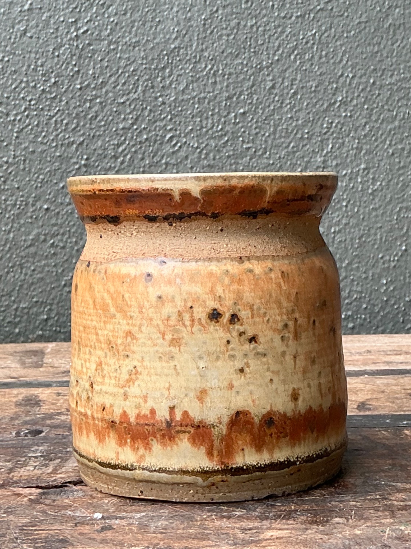Vintage Studio Pottery Glazed Ceramic Vase - Top view