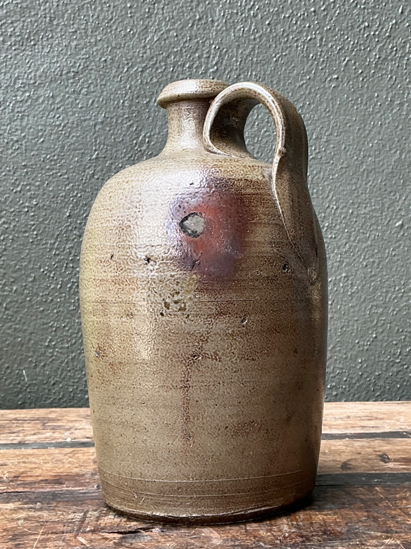 Antique Glazed Ceramic Jug - Back view